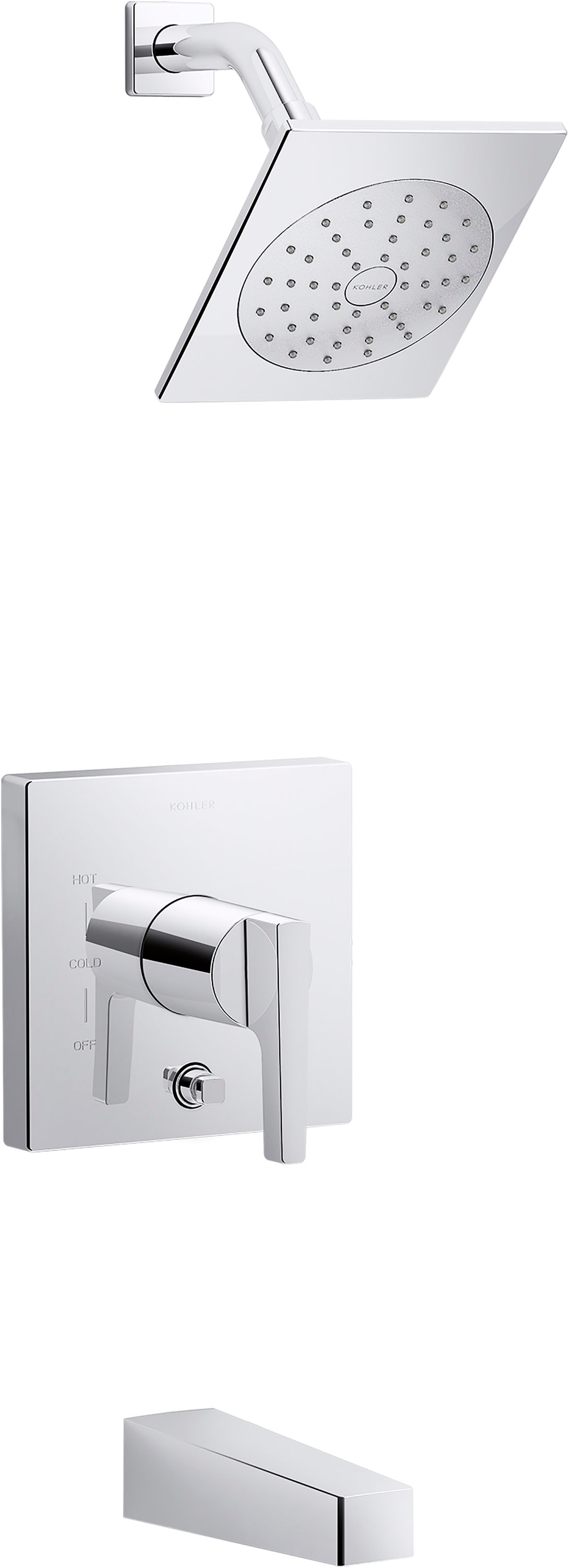 KOHLER K-T99763-4G-CP Honesty Polished Chrome 1-handle Single function 4.125-Inches Square Bathtub and shower Faucet