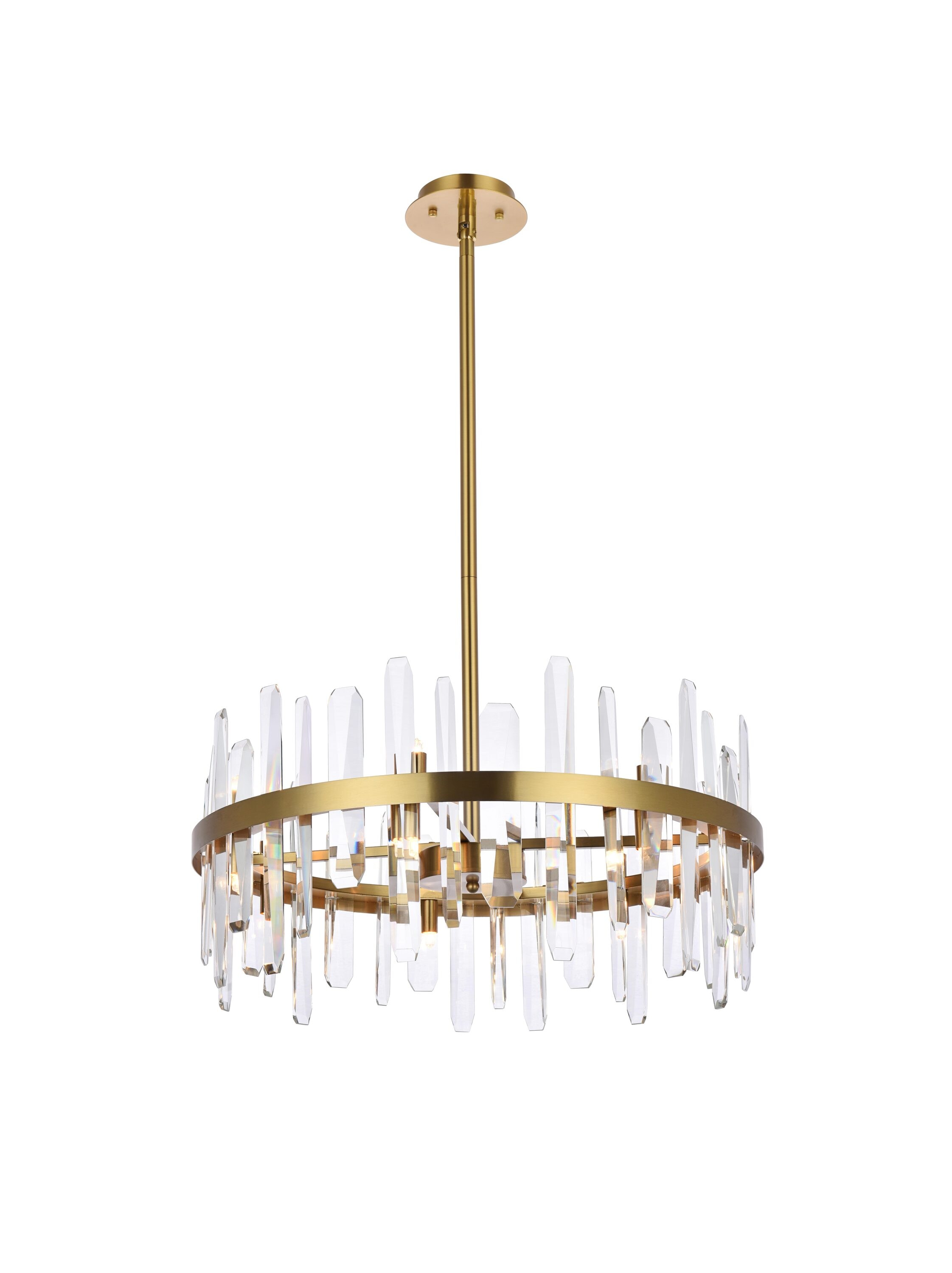 Satin Gold Crystal 14-Light Pendant Chandelier