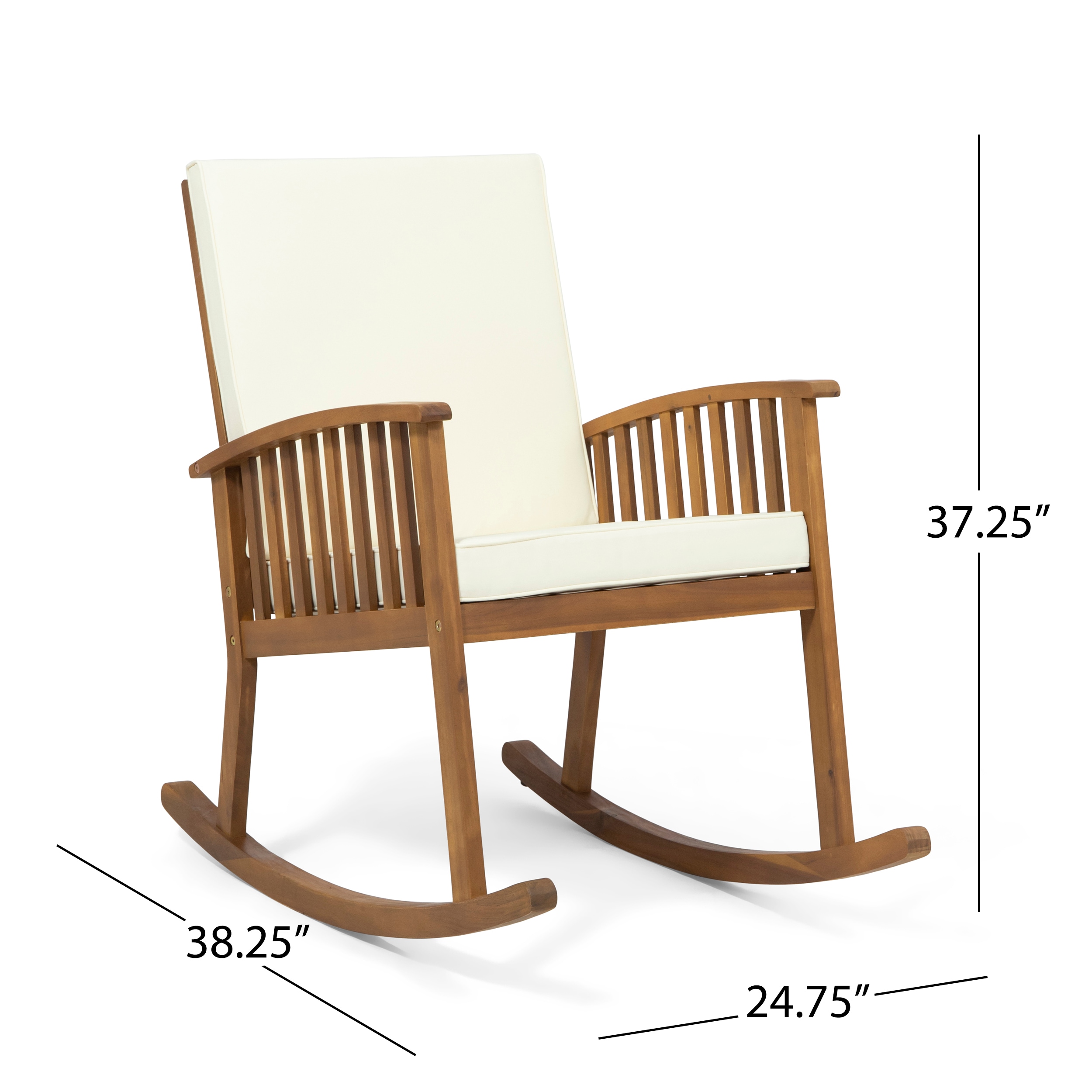 Casa Brown Acacia Wood Rocking Chair with Beige Cushions