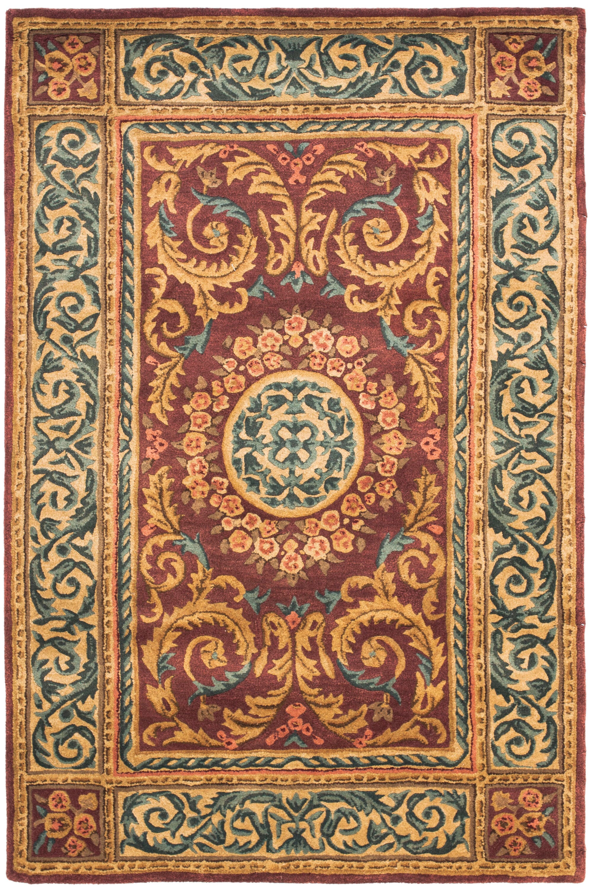 Empire Tufted Rug 421A Burgundy/Gld/Bl 4 x 6 Rectangular Area rug