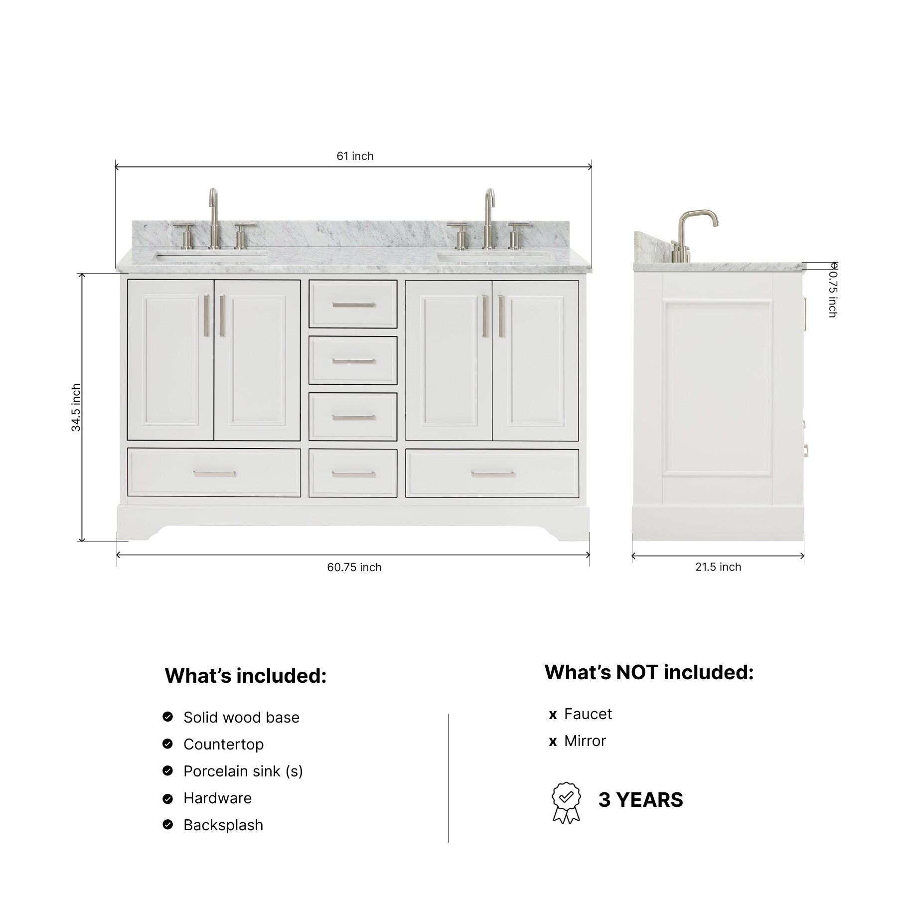 ARIEL M061DWQOVOWHT Bath-Vanity-Combo - View #4