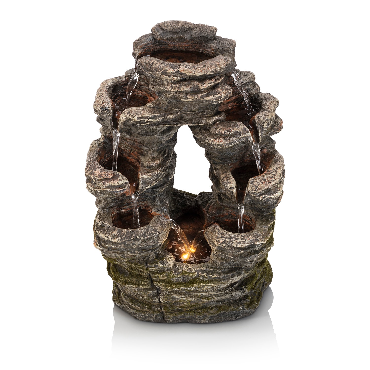 Alpine Corporation WIN1136 14-in H Resin Tiered Outdoor Fountain Pump Included