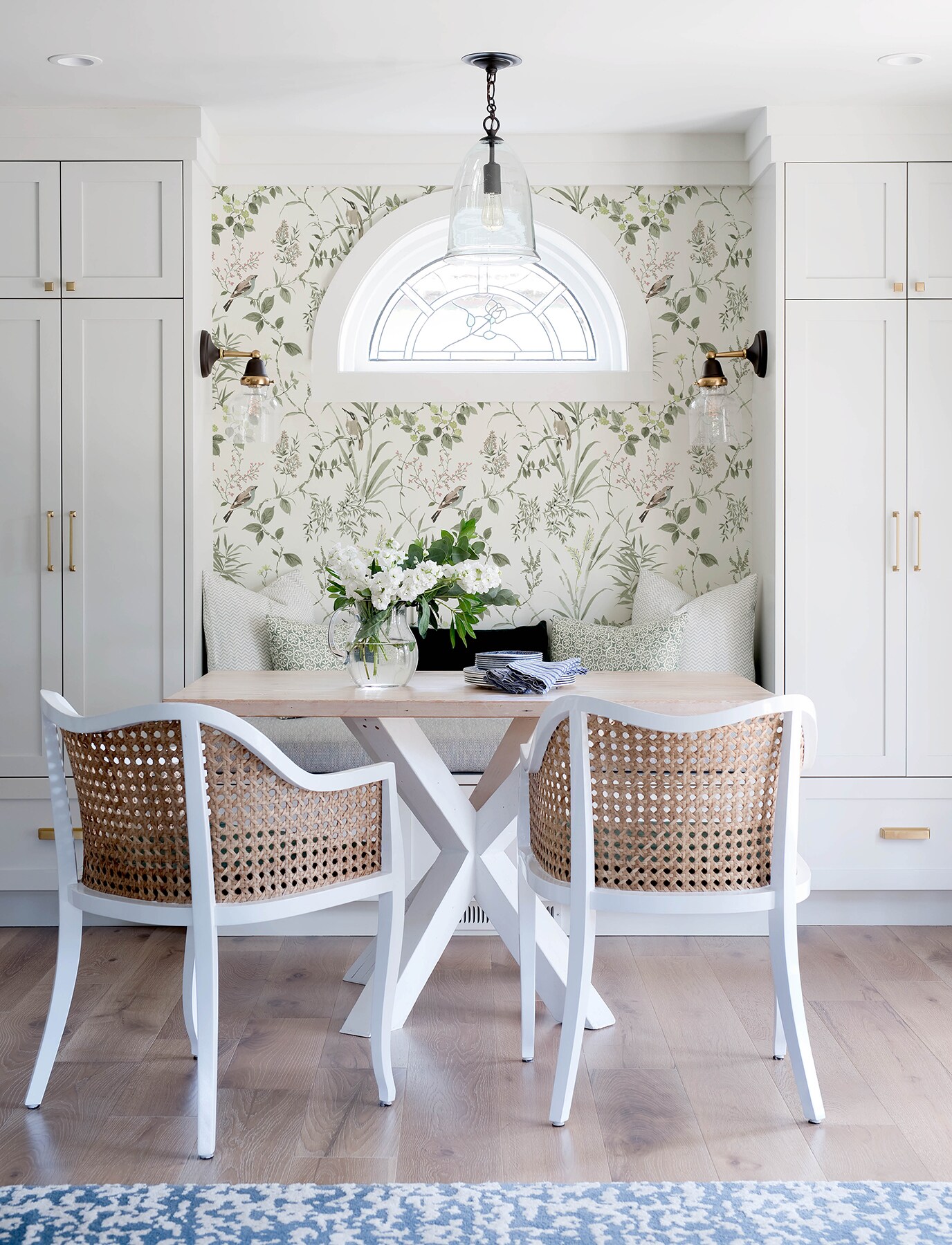 Chesapeake Green and Pink Floral Botanical Wallpaper