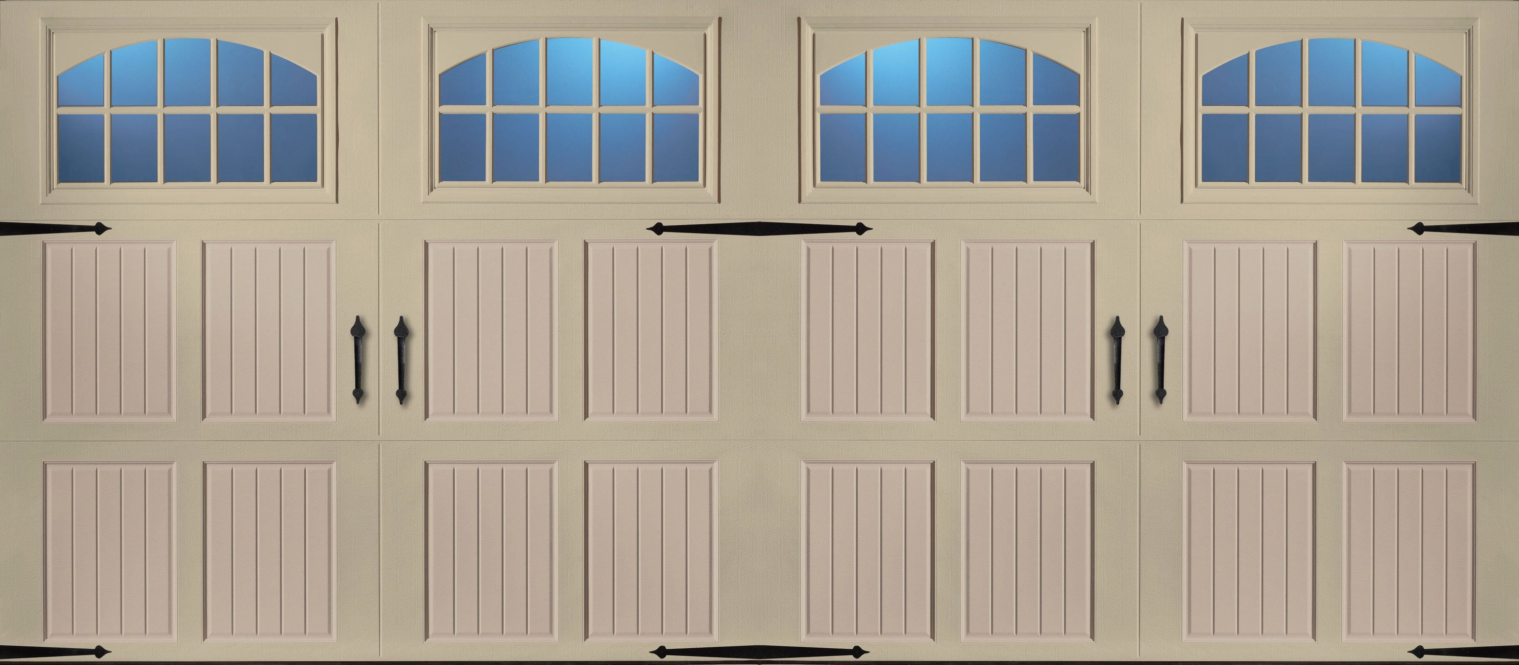 Pella 123570 16-ft x 7-ft Insulated Wicker Tan-sandtone Double Garage Door with Windows