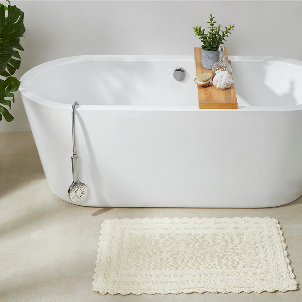 Better Trends 40-in x 24-in Ivory Cotton Bath Rug in Off-White