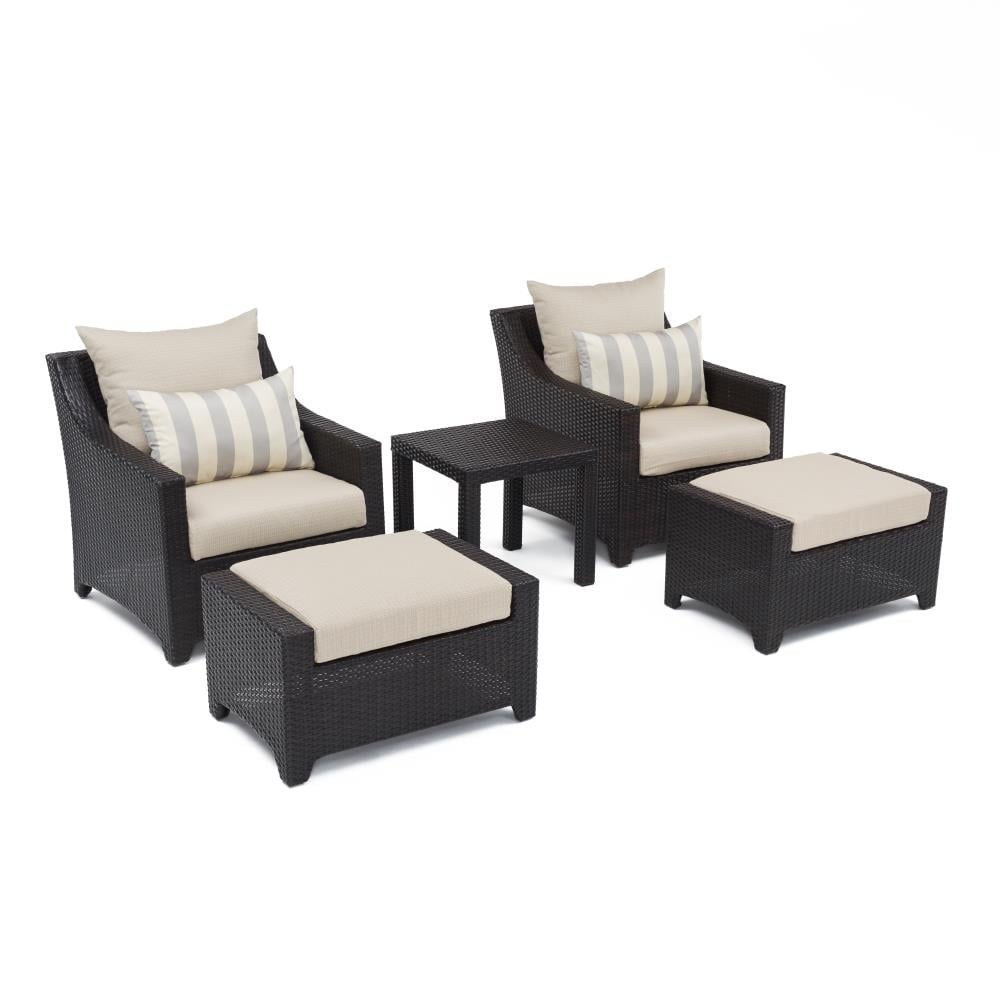 RST Brands OP-PECLB5-SLT-K Deco 5-Piece Wicker Patio Conversation Set with Gray Sunsharp Cushions