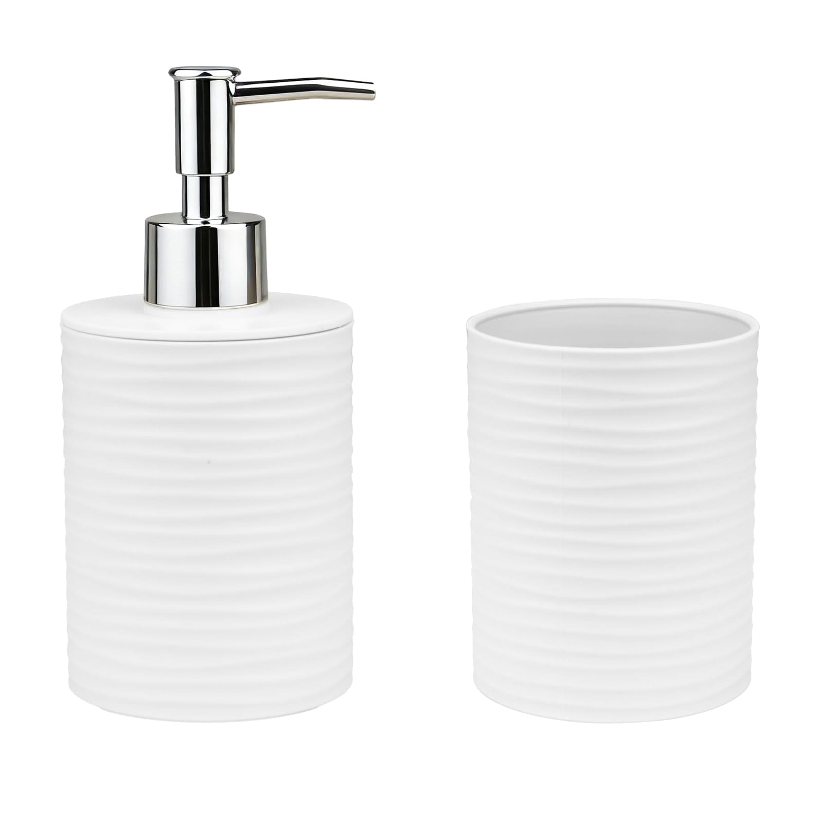 Aoibox  2 Piece Bathroom Accessory Set High Capacity Soap Dispenser and Toothbrush Holder Minimalist Boho Style