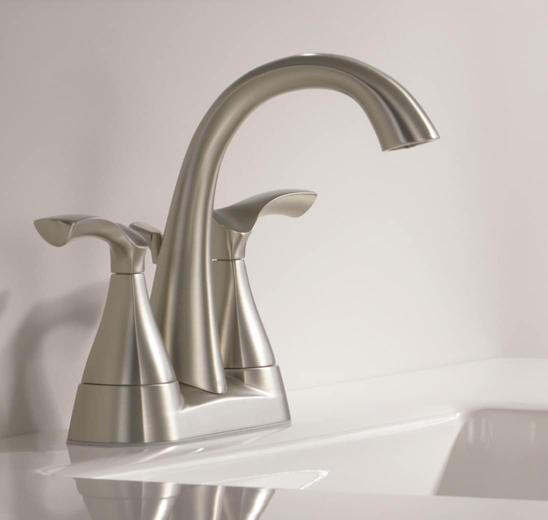 Delta Sandover Spotshield Brushed Nickel 4 In Centerset 2 Handle Watersense Bathroom Sink Faucet 0038