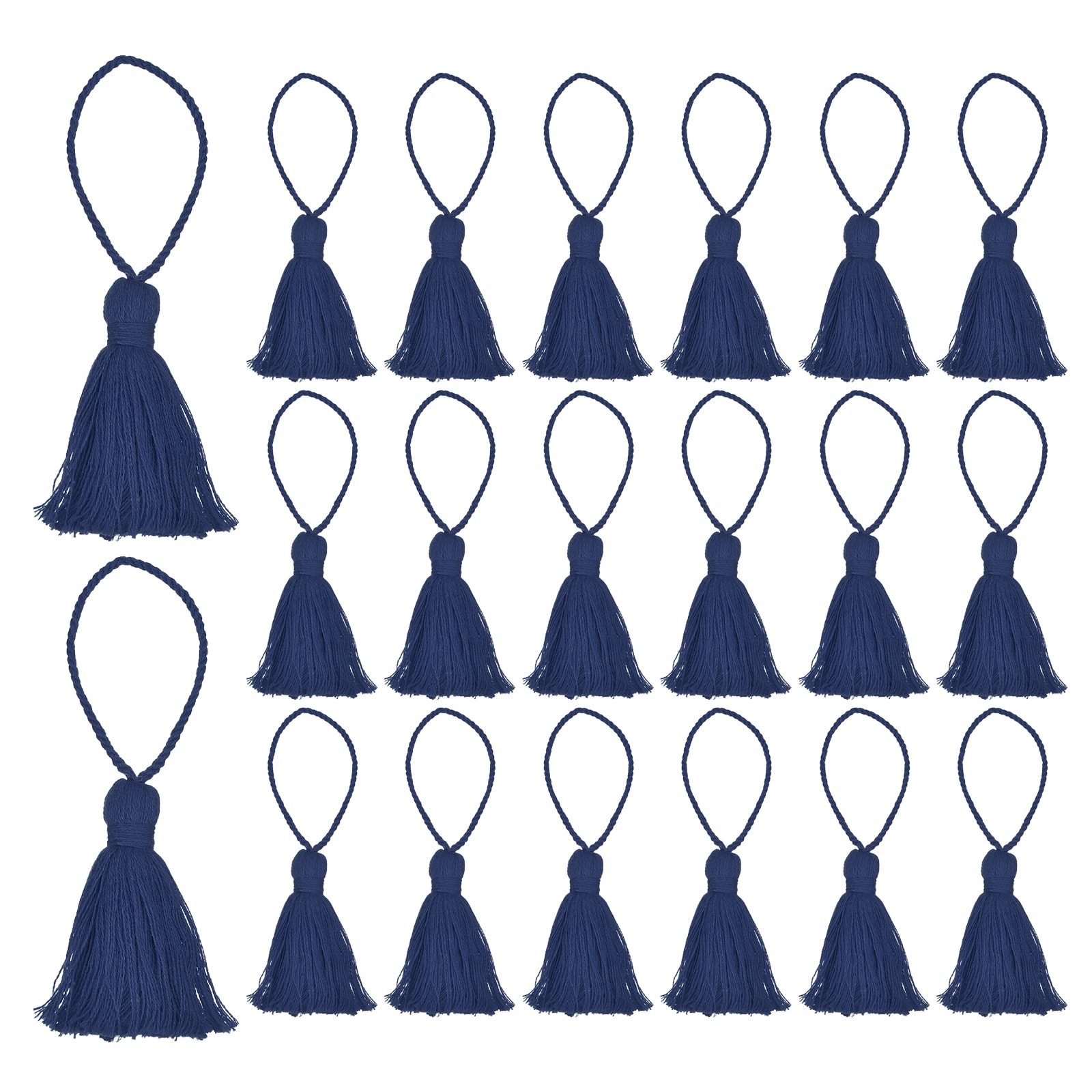 Unique Bargains 20pcs Chunky Bookmark Tassels 4.3 Inch Hanging Loop Small Tassels Soft Mini Tassels for DIY Craft Jewelry Making Graduation Handmade Navy Blue