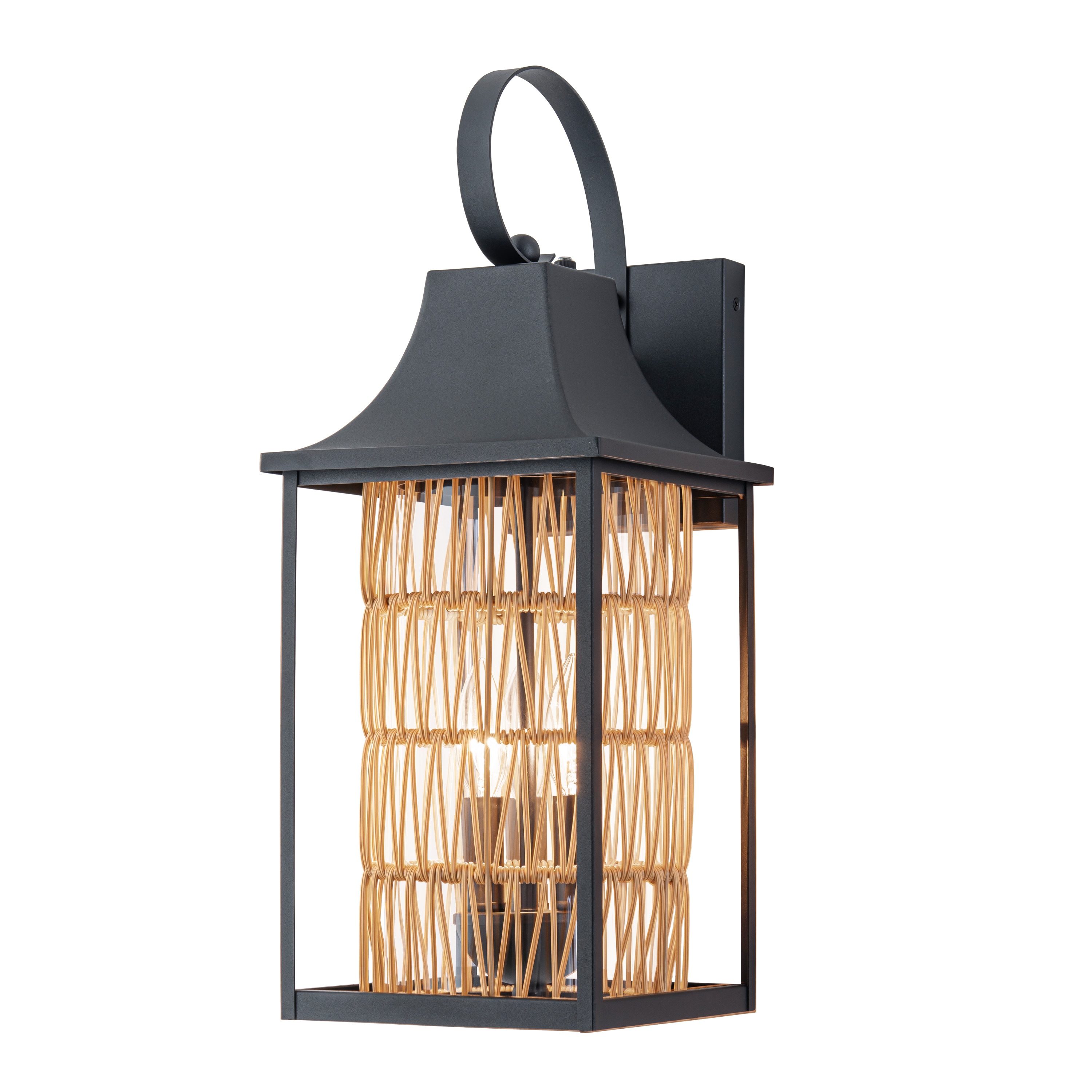 C Cattleya - 3 -Light 24.75-in H Matte Black Hardwired Dark Sky Dusk to Dawn Outdoor Wall Light