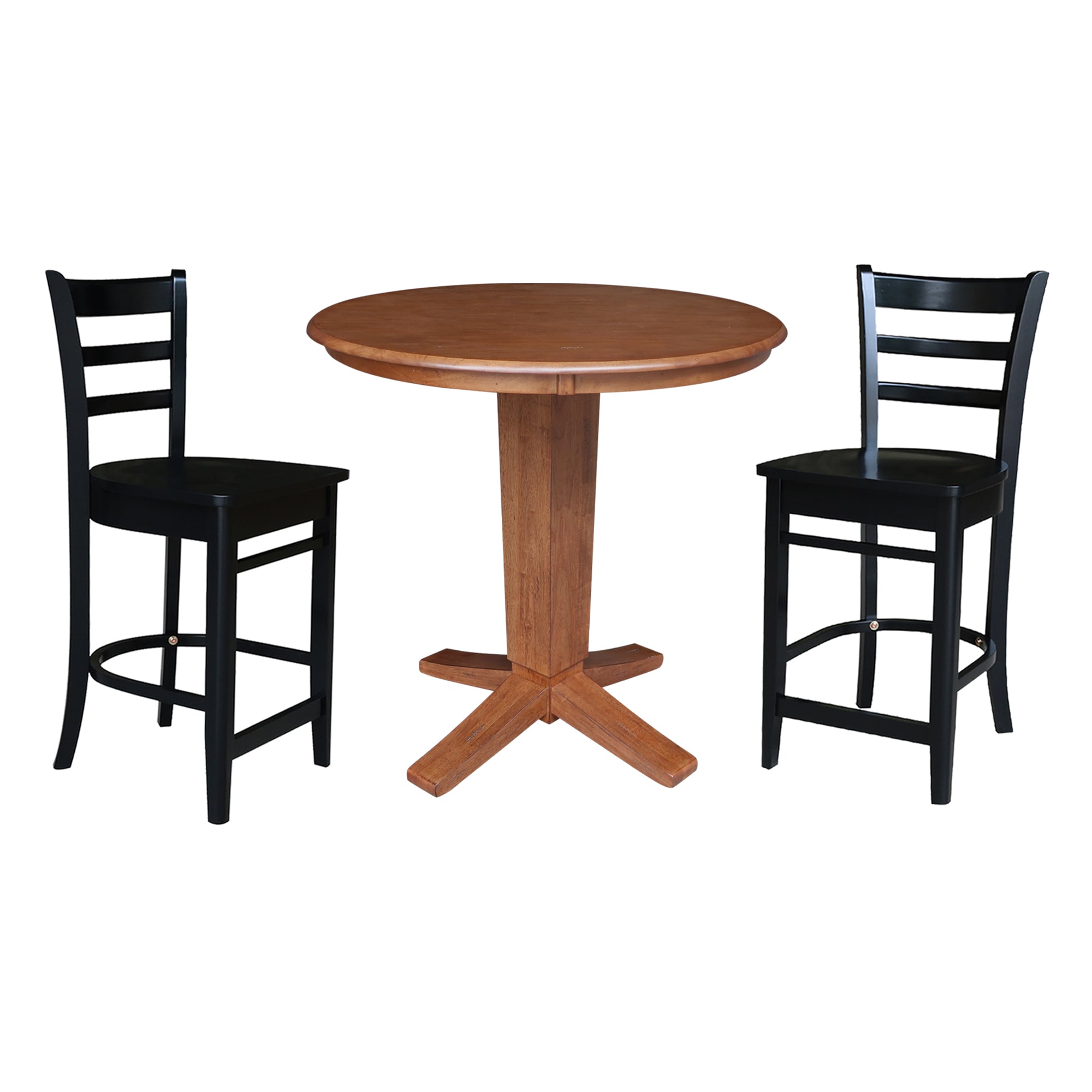 International Concepts K42-36RT-23-S4661722 Distressed Oak/Black Traditional Dining Room Set with Round Table ( Seats 4 )