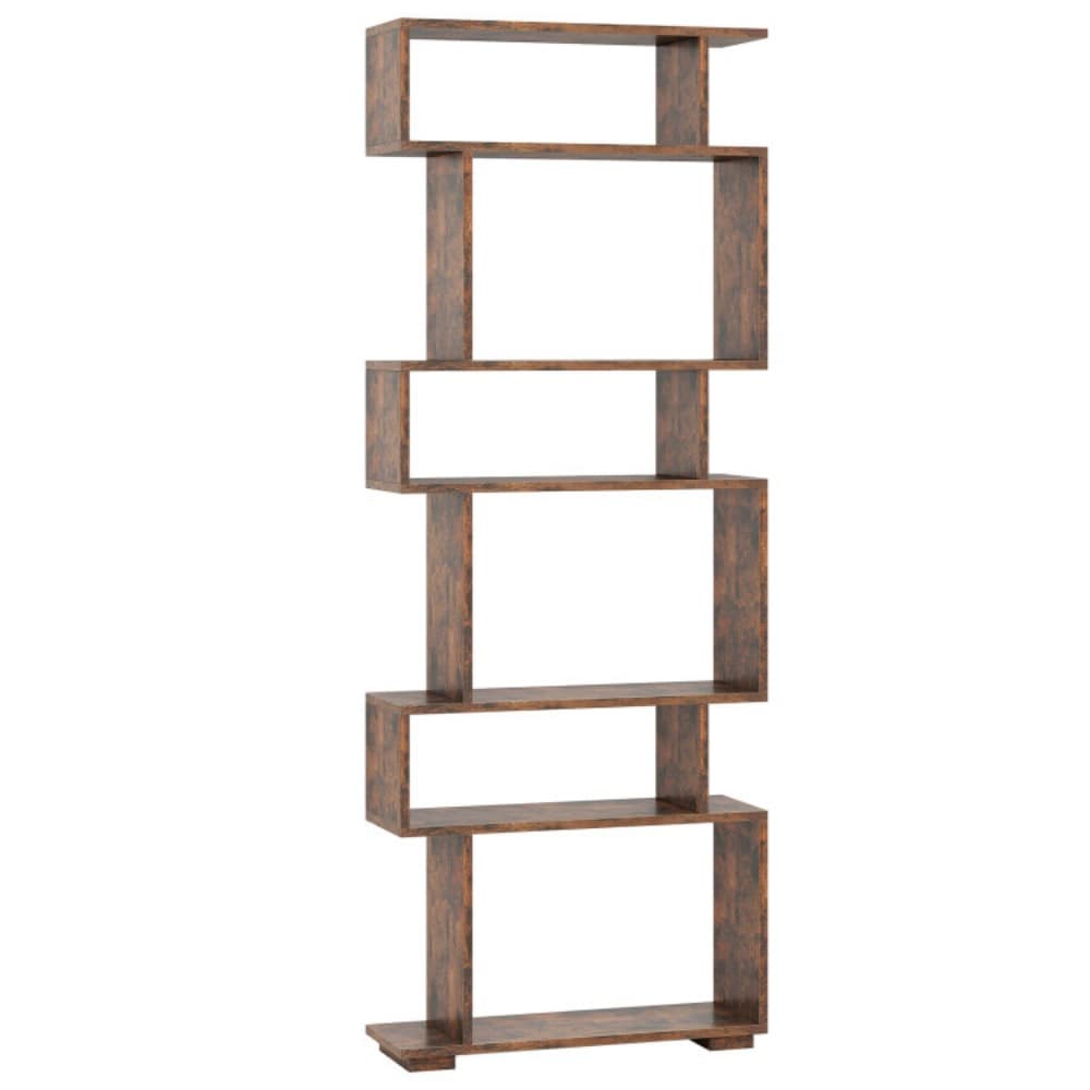 Fenbeli 6-Tier S-Shaped Geometric Bookshelf with Anti-Tipping Kits