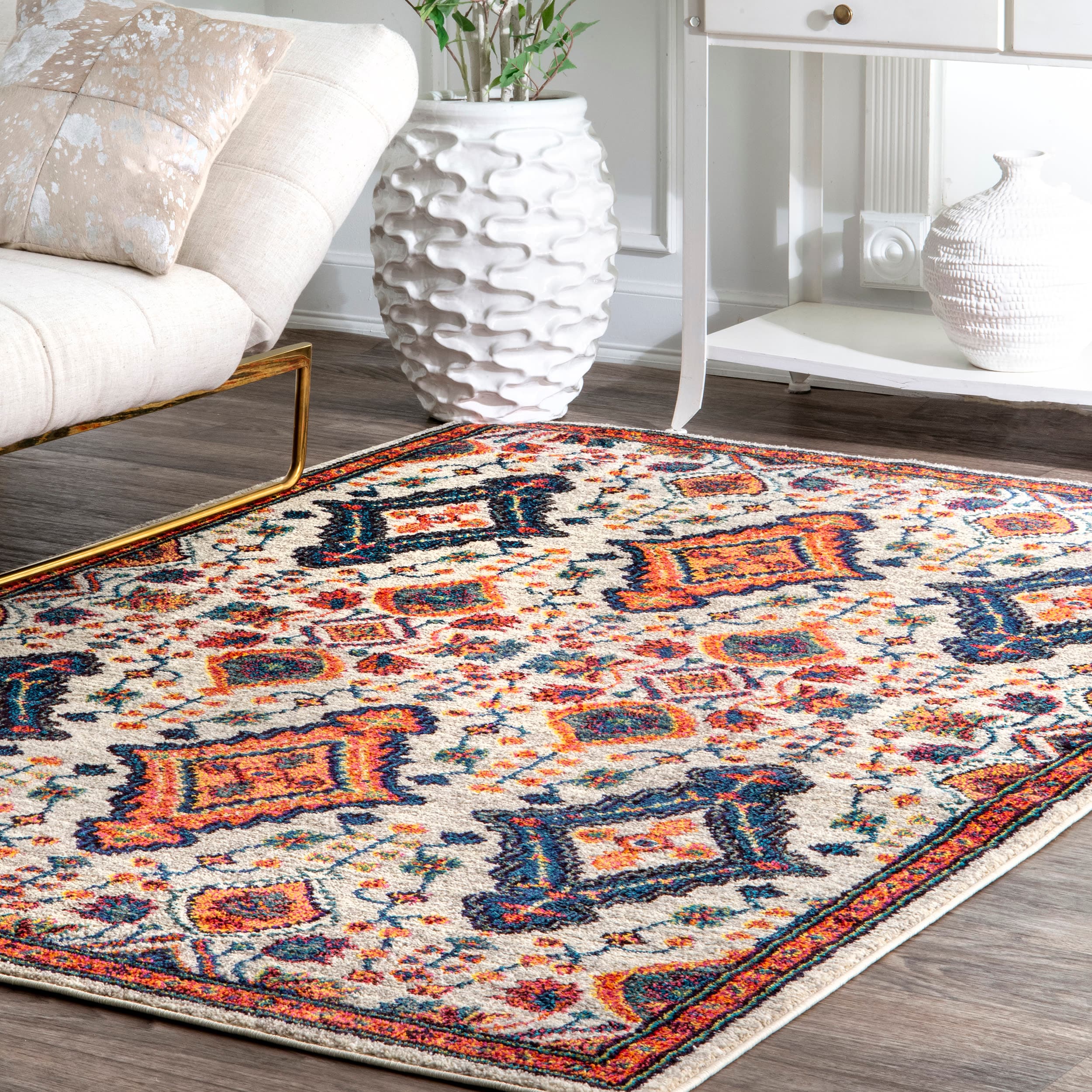 nuLOOM KKCB16C-53077 5 x 8 (ft) Loomed Polypropylene Orange Rectangular Indoor Geometric Southwestern Area rug