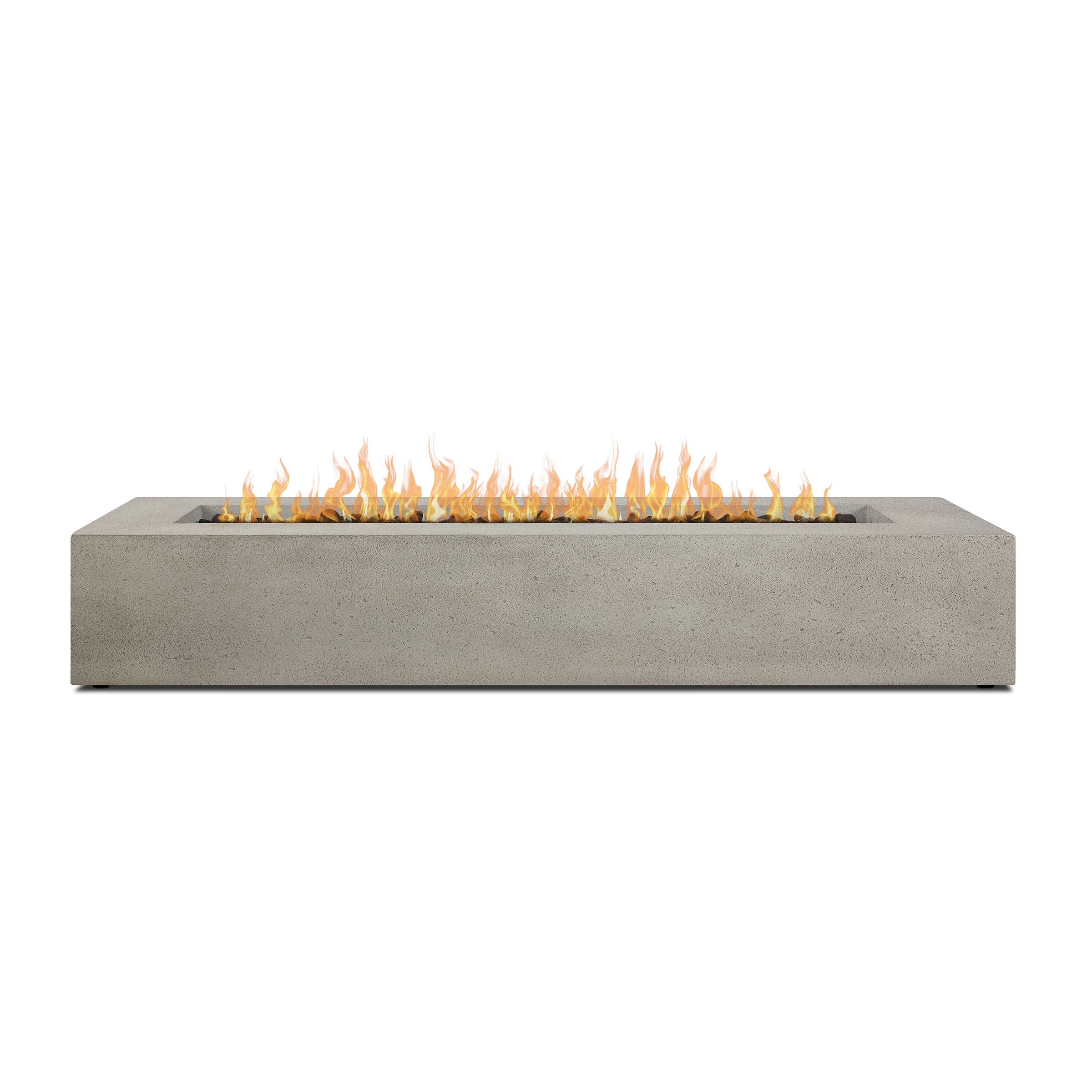 Gray Glass Fiber Reinforced Concrete Long Rectangle Fire Pit Table