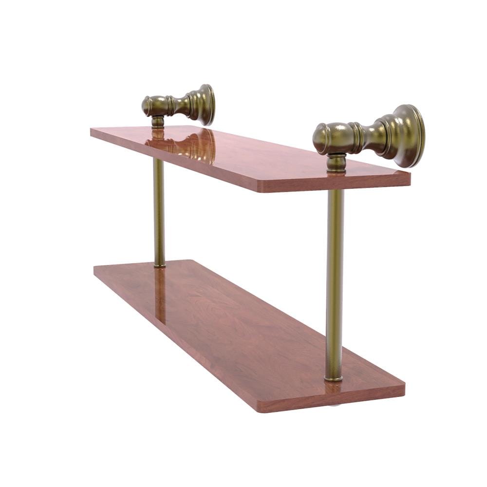 Allied Brass CL-2-16-IRW-ABR Carolina Antique Brass 2 -Tier Wall mount Bathroom Shelf ( 16-in x 9.2-in x 5-in )
