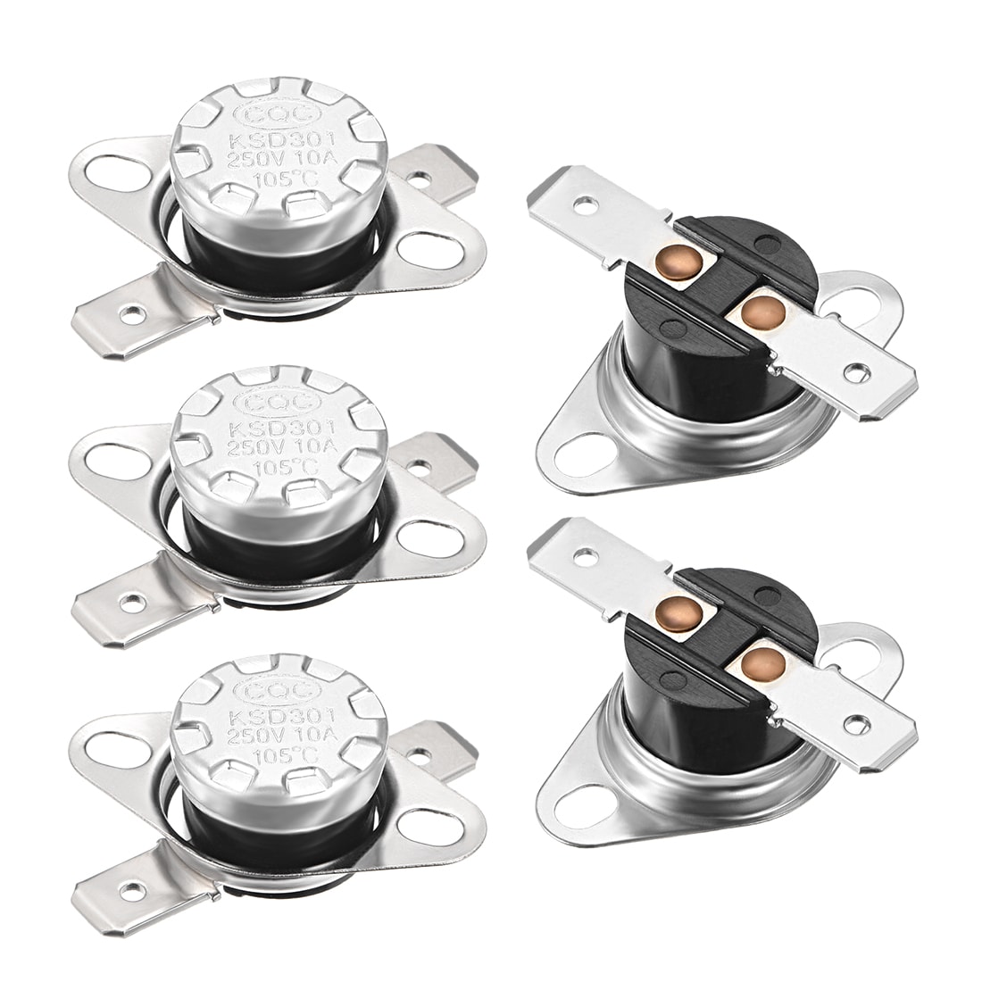 Unique Bargains KSD301 Thermostat 105 Degrees Celsius/221 Degrees Fahrenheit 10A Normally Closed Adjust Snap Disc Temperature Switch for Microwave Oven Coffee Makers 5pcs Bakelite Material #S26011900UX6125