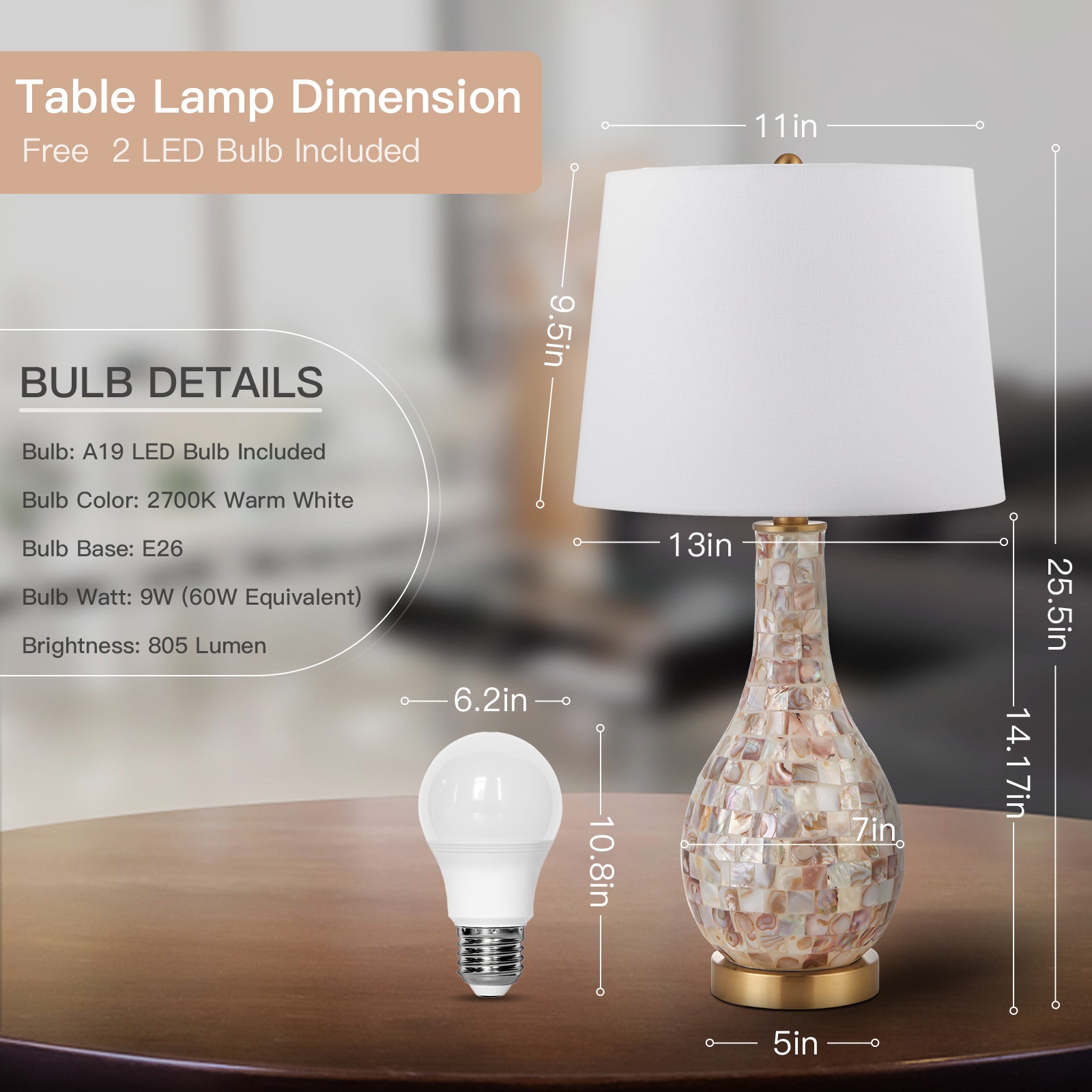 UrFurnishings TD-138 Table-Lamps - View #9