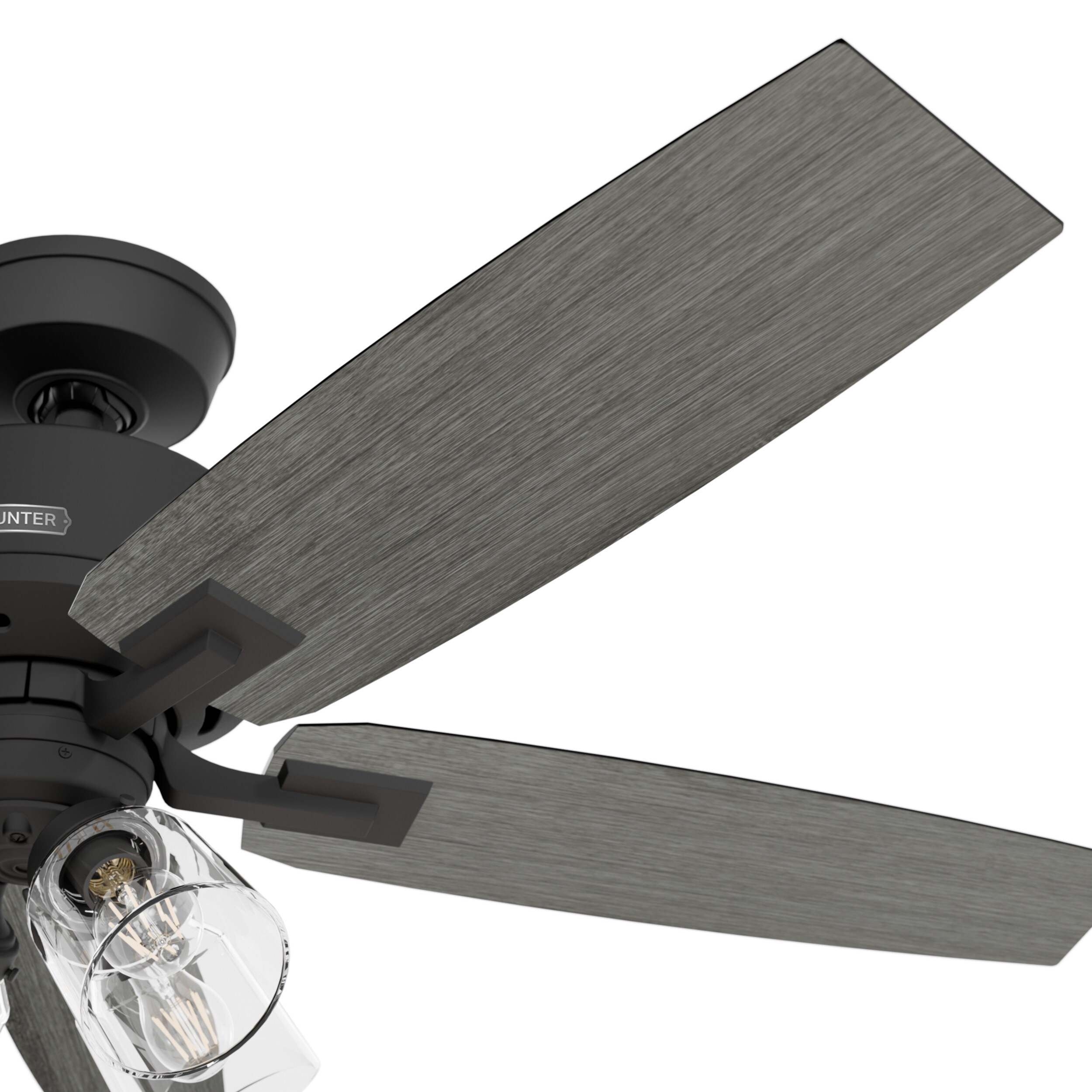 52" Matte Black Ceiling Fan with LED Light and Remote