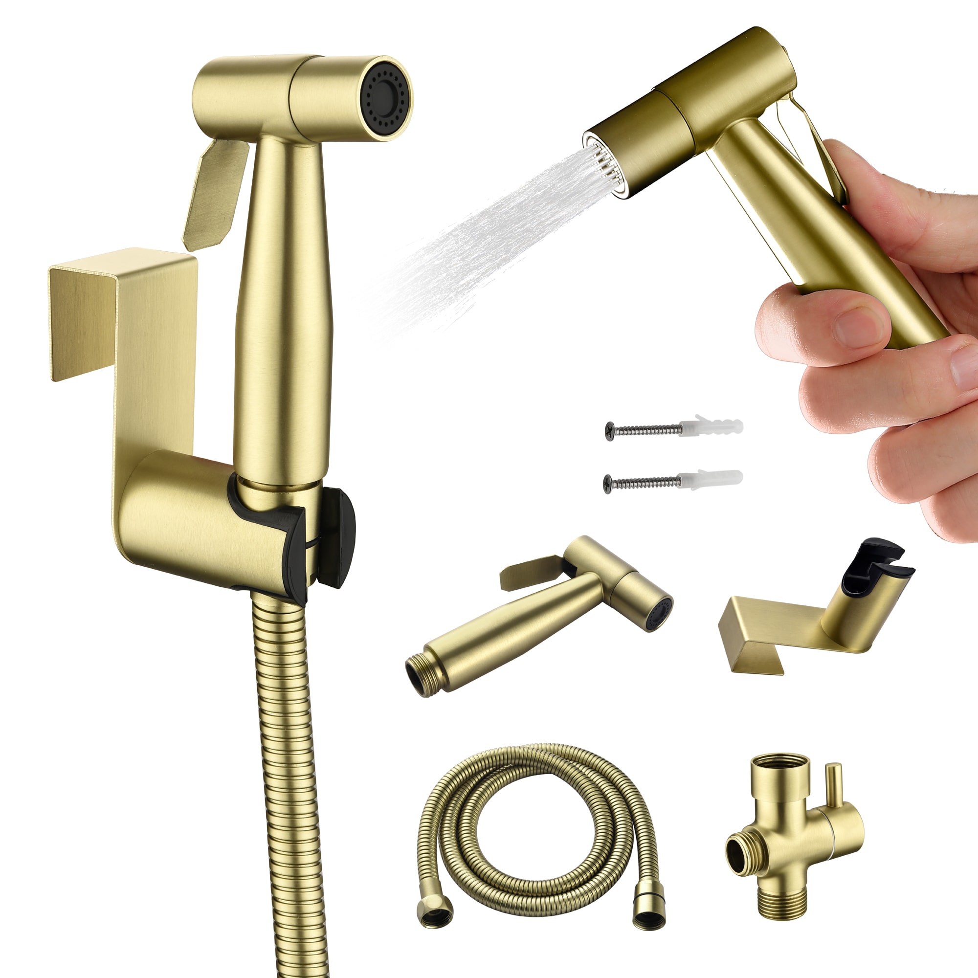 Mondawe MD-HBS-BG Brushed Gold Toilet mounted Handheld bidet sprayer