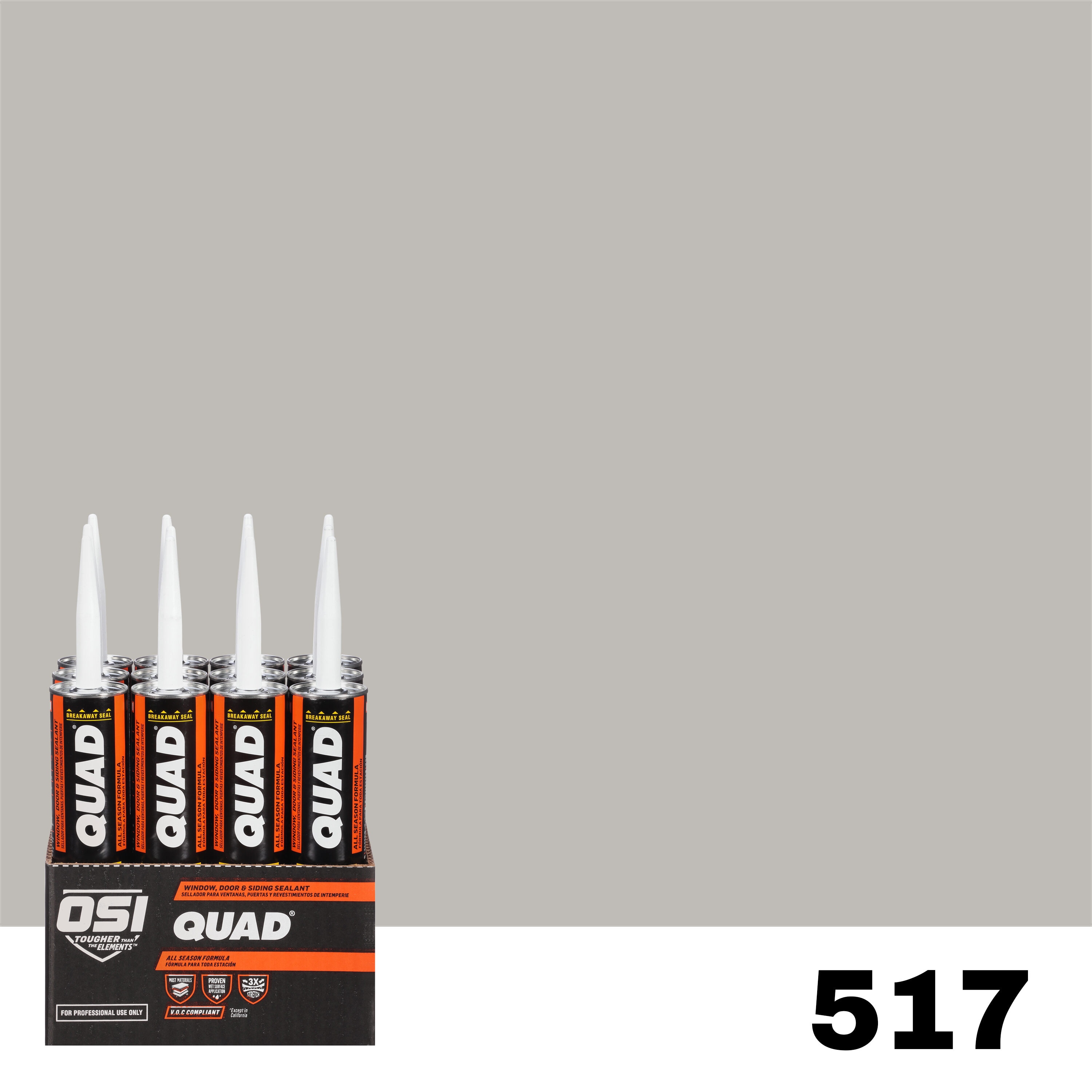  2027784.CP Quad 12 -Pack 10-oz Window door Gray 517 Paintable Solvent Caulk