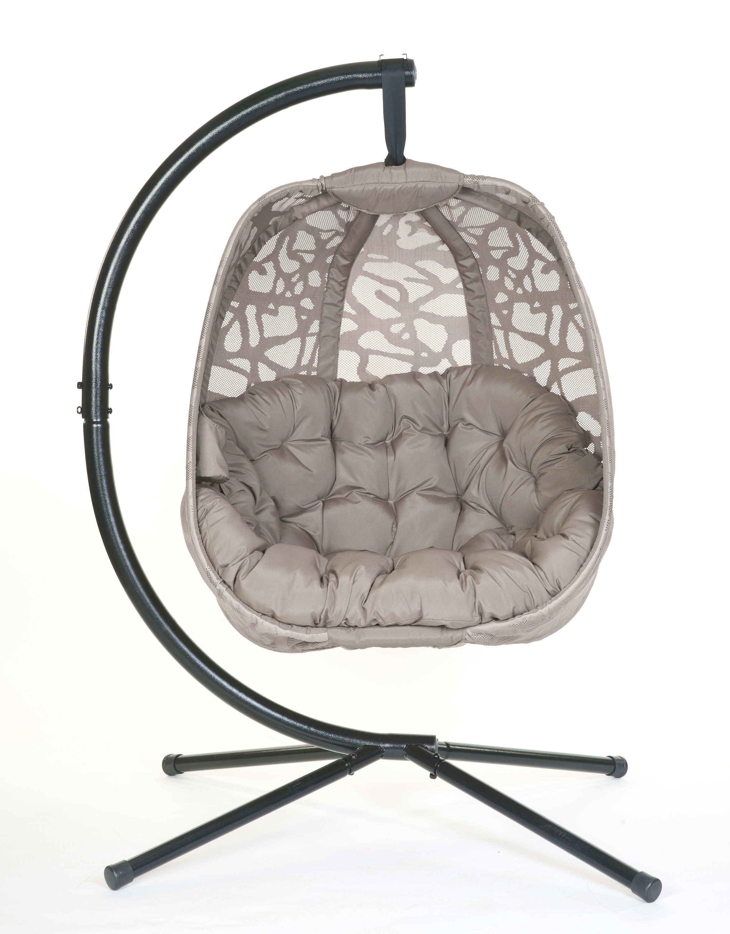 Flowerhouse FHEC100-BRANCH Hanging egg chair Brown Steel Frame Hanging Conversation Chair with Brown Cushioned Seat