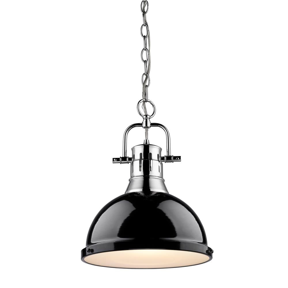 Golden Lighting 3602-L CH-BK Duncan Chrome Transitional Dome Medium Hanging Pendant light