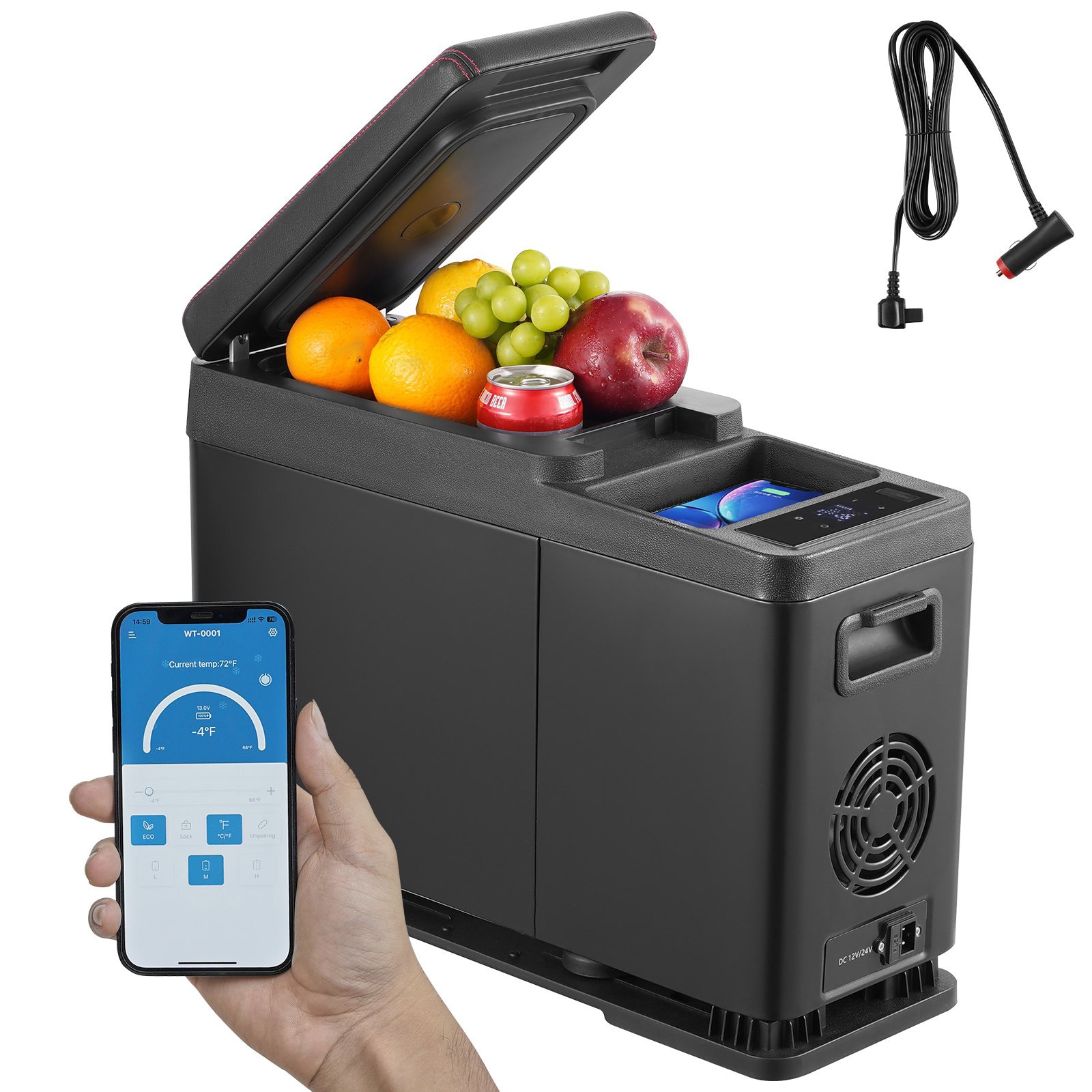Mecale 8.5-Qt PP HDPE Mini Fridge with App Control -4 to 68 F 12/24V DC 100-240V AC Black #VOL-49W3A2