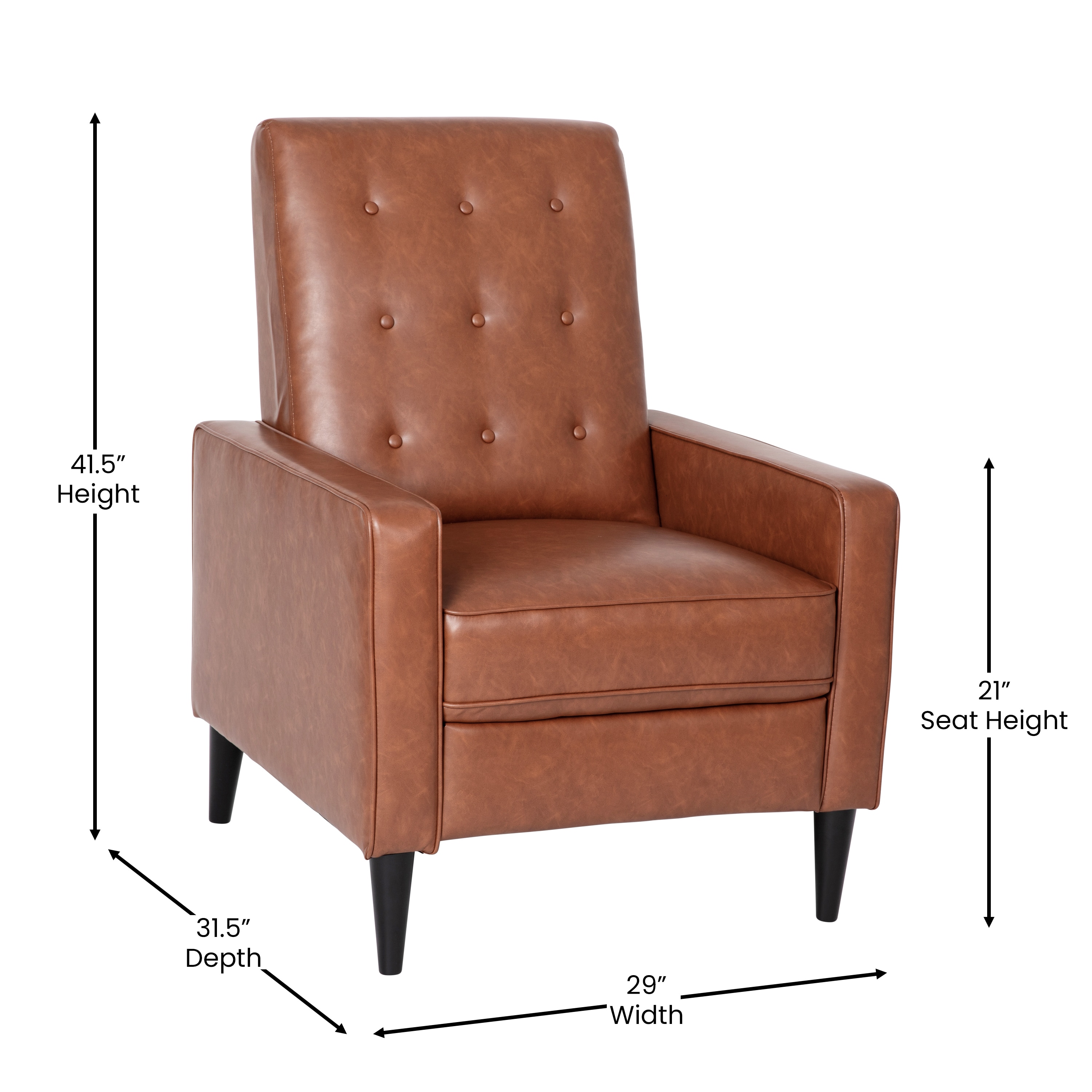 Flash Furniture Cognac Brown Polyester Upholstered Tufted Recliner