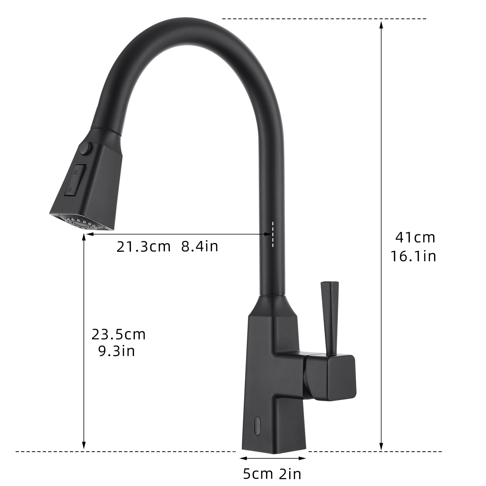 Flynama Matte Black Single Handle Pull-down Kitchen Faucet with Sprayer ...