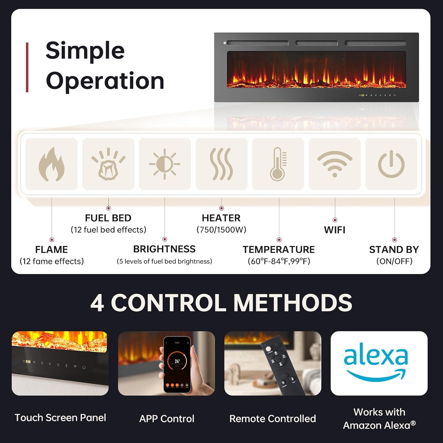 AOXUN H20022 Electric-Fireplaces - View #6