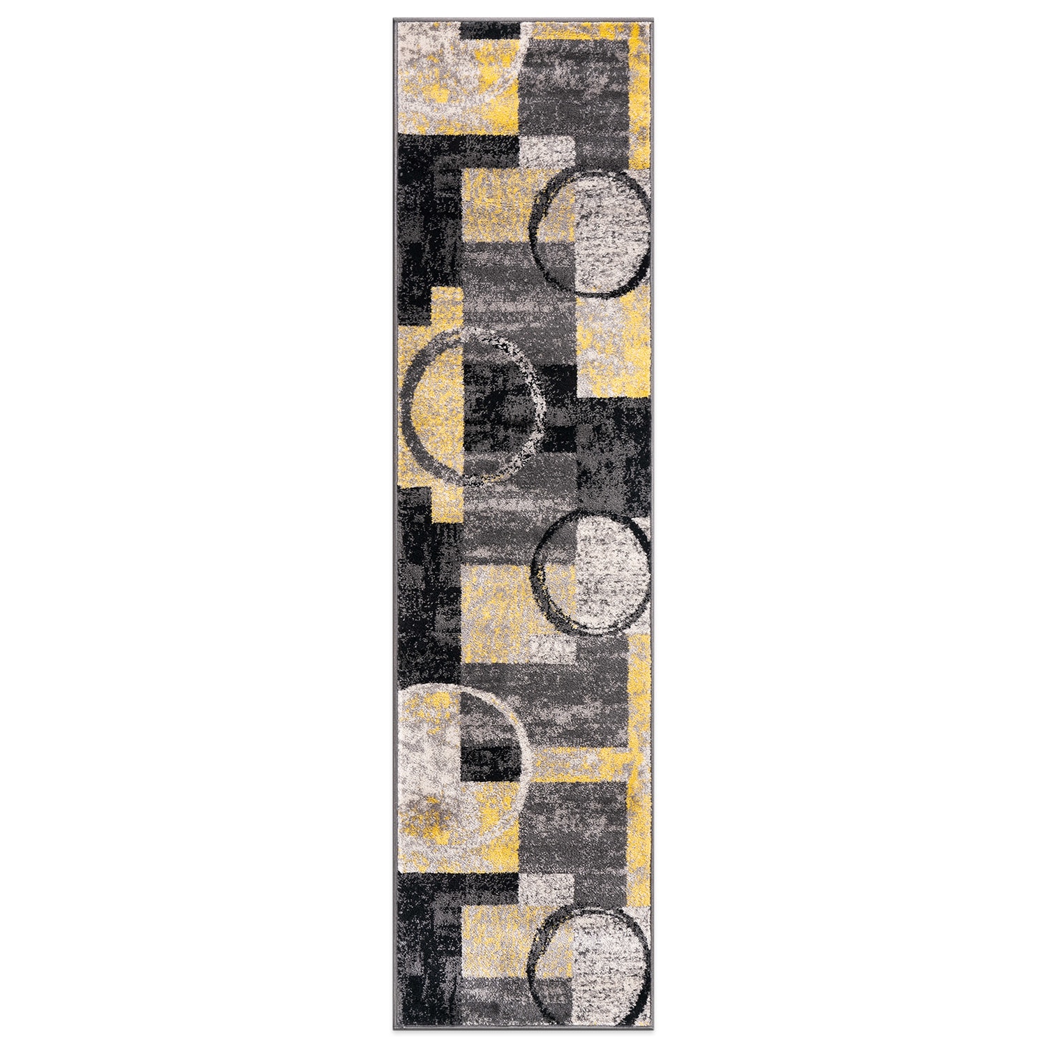 World Rug Gallery 307YELLOW2X10 2 x 10 (ft) Loomed Polypropylene Yellow Rectangular Indoor Geometric Global Runner rug