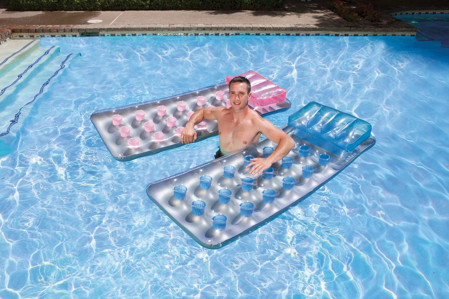 Poolmaster 83360 76-Inches x 29-Inches 2 ASSORTED - BLUE / PINK Pool mattress