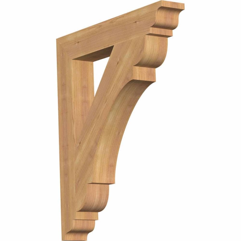 Ekena Millwork BKT04X24X28OLY01SWR Olympic traditional smooth 3-1/2-in x 24-in x 28-in Western red cedar Brown Wood Standard bracket