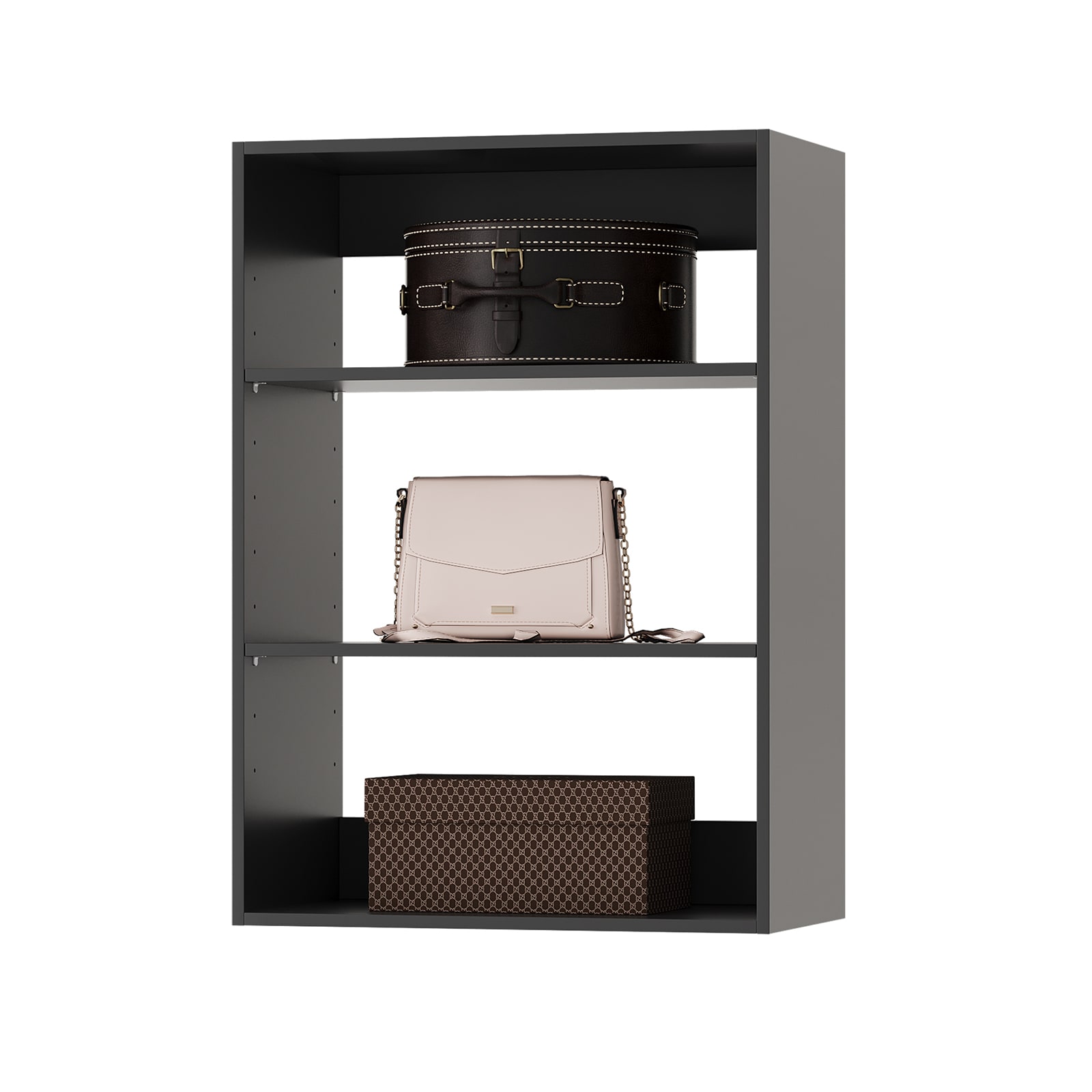 LOVMOR LO-DE6F0055F9-SY-ZJL 19.5 in Black Shelf Short Tower Closet Unit-Customizable Wall Mounted Modular Closet System for Bedroom or Walk-in Closet