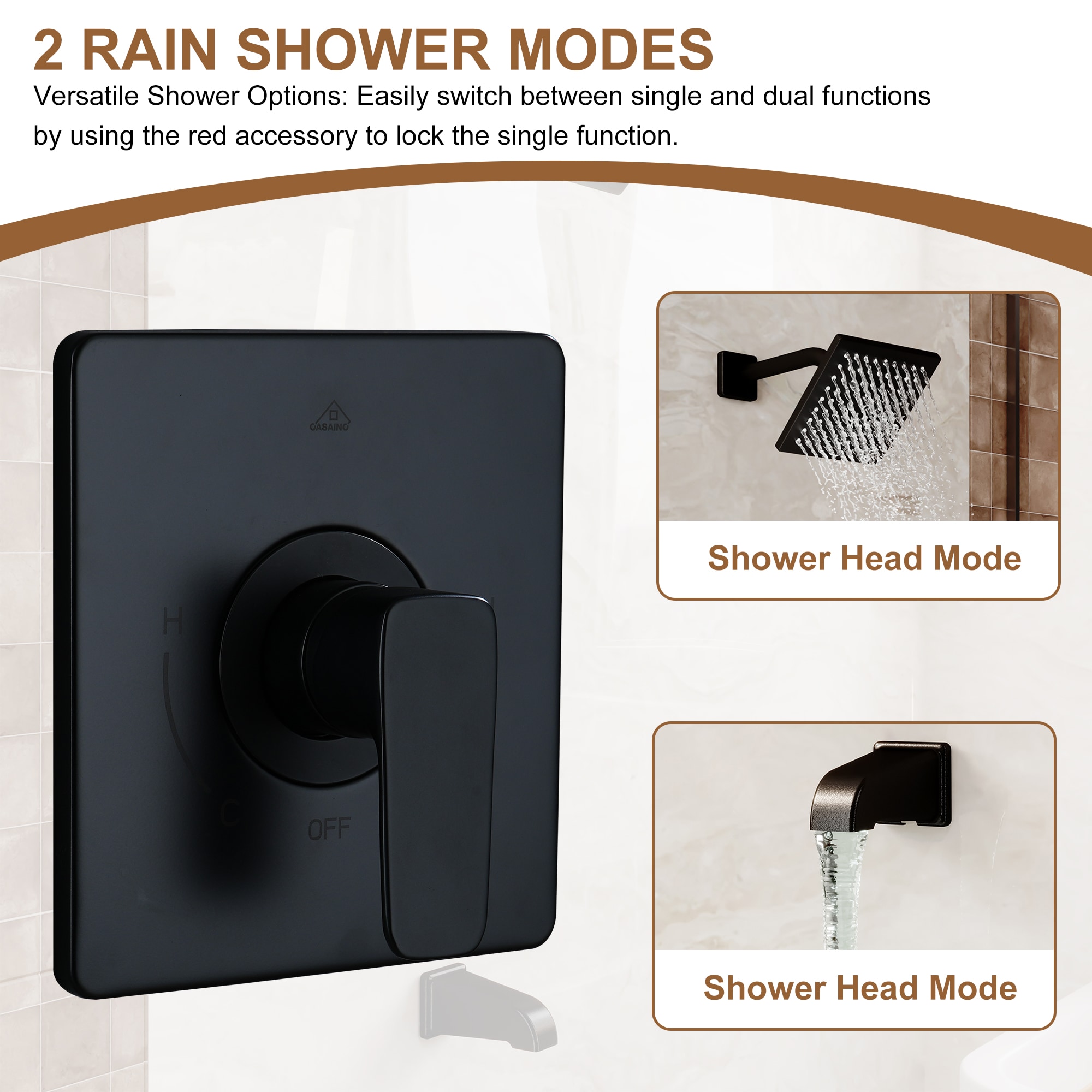 Clihome CHMS-12MB-A3806 Showerhead-Bar-Panels - View #6