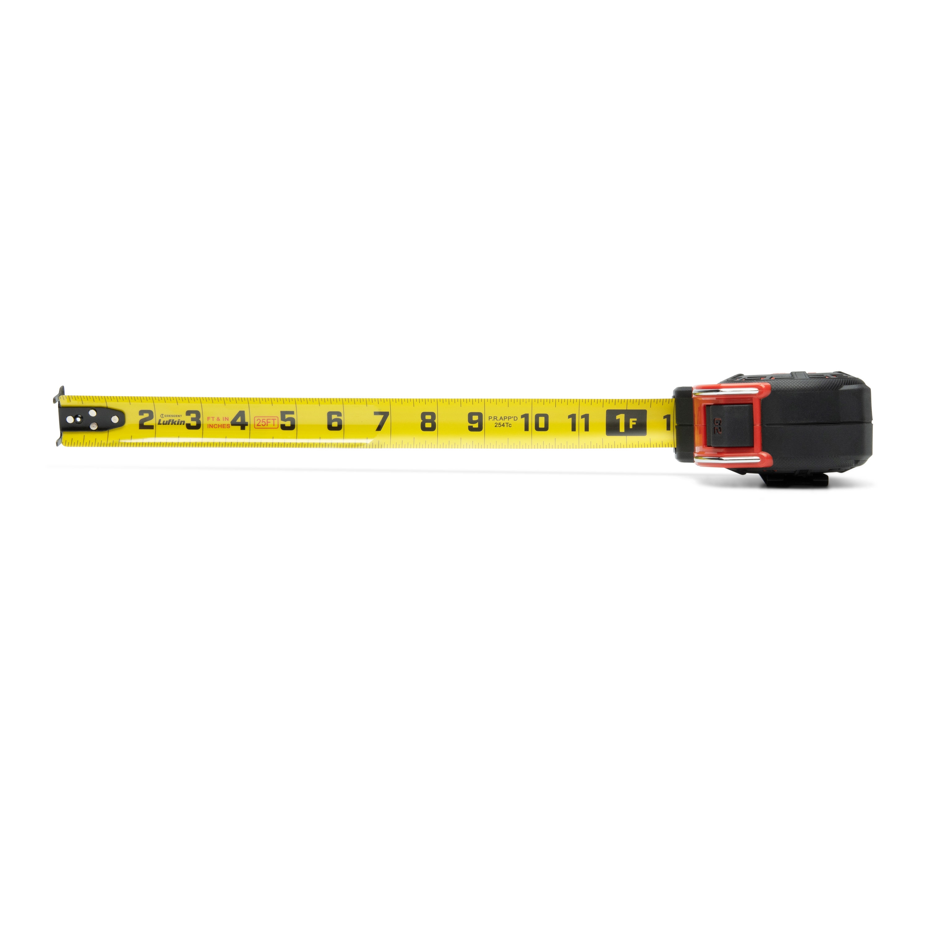 Crescent Lufkin Tape Measure,25 ft.,4 Rivet Hook PQR1425N, 1