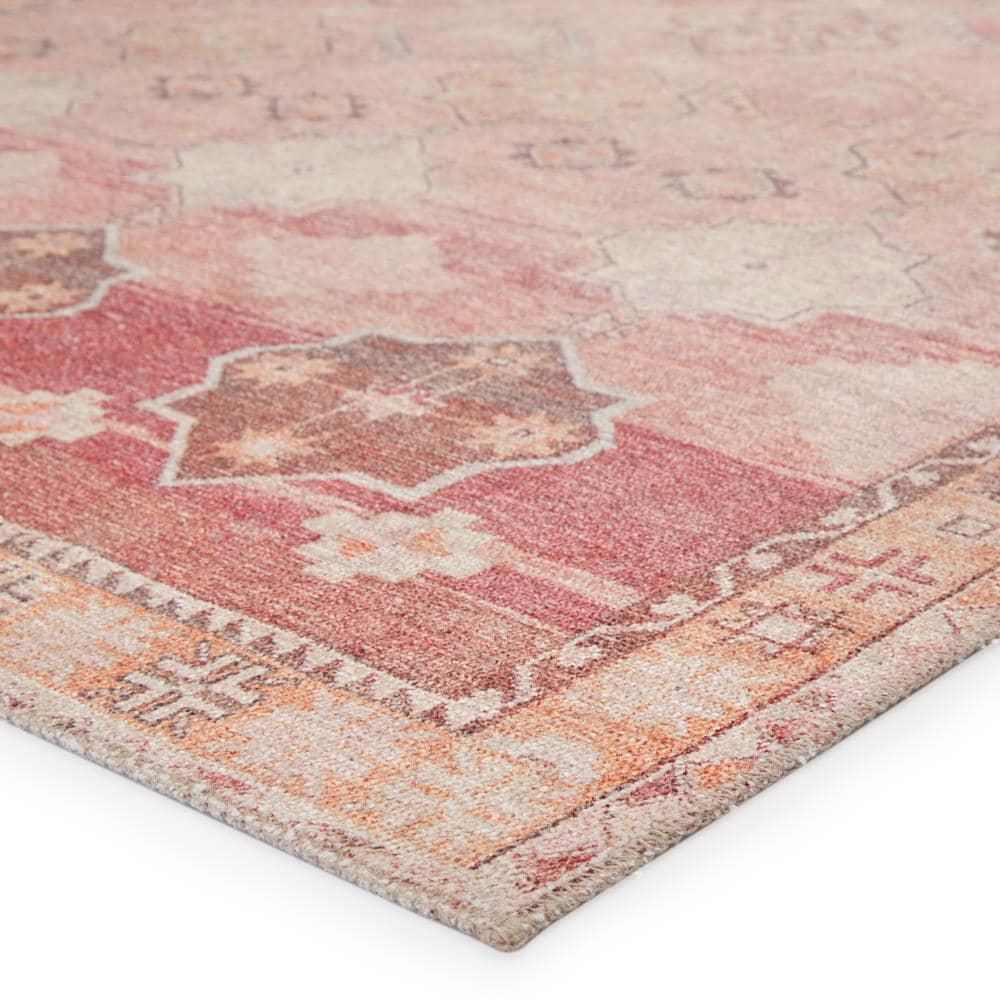 Kairos Medallion Red and Pink Synthetic Runner Rug