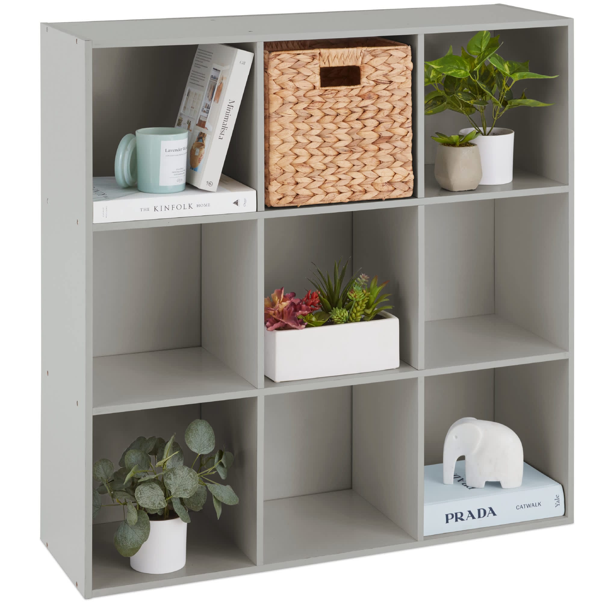 Best Choice Products SKY8759 9-Cube Bookshelf 135in Display Storage System Organizer w/ Removable Back Panels - Gray