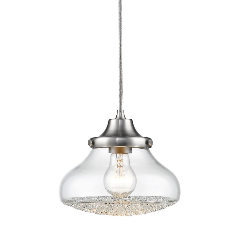 Golden Lighting Asha Pewter Glam Clear Glass Cone Pendant Light