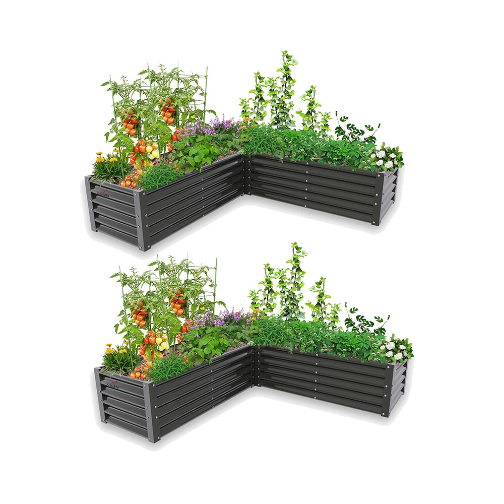 Zeus & Ruta BLGARDER-21 108-cu ft 74-in W x 74-in L x 18-in H Quartz Grey Galvanized Metal Raised Garden Bed