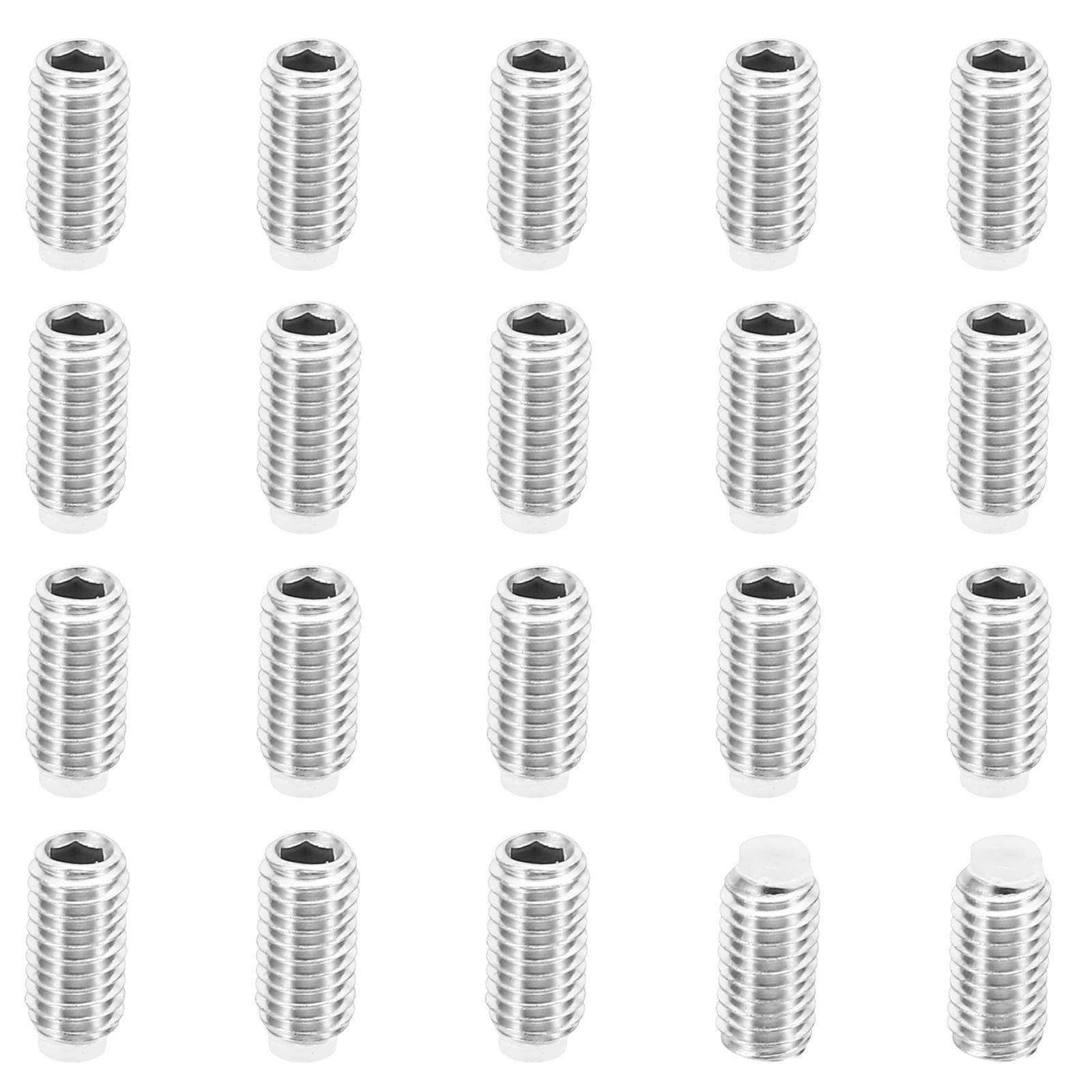 PATIKIL M5x10mm Nylon Tip Grub Screw 20pcs Metric Hex Socket Head Cup Point Anti Slip Set Screws Internal Hex Drive Hardware 304 Stainless Steel