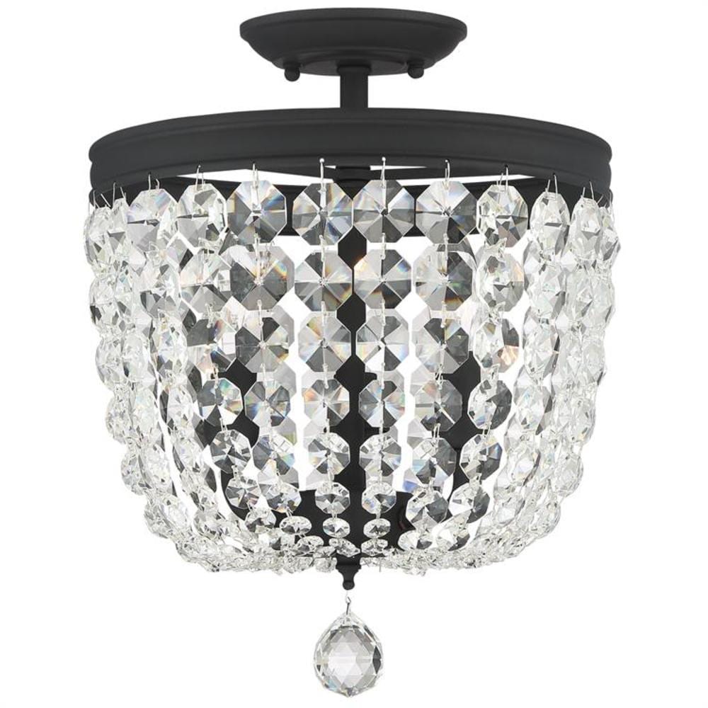 Crystorama 783-BF-CL-S Archer 3 -Light 11.5-in Distressed Black Semi Flush Mount Light