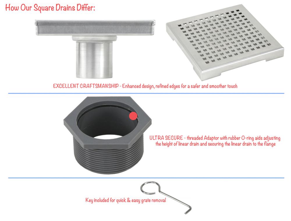 eModernDecor TZSD-6-SQ Drains-Flanges - View #4