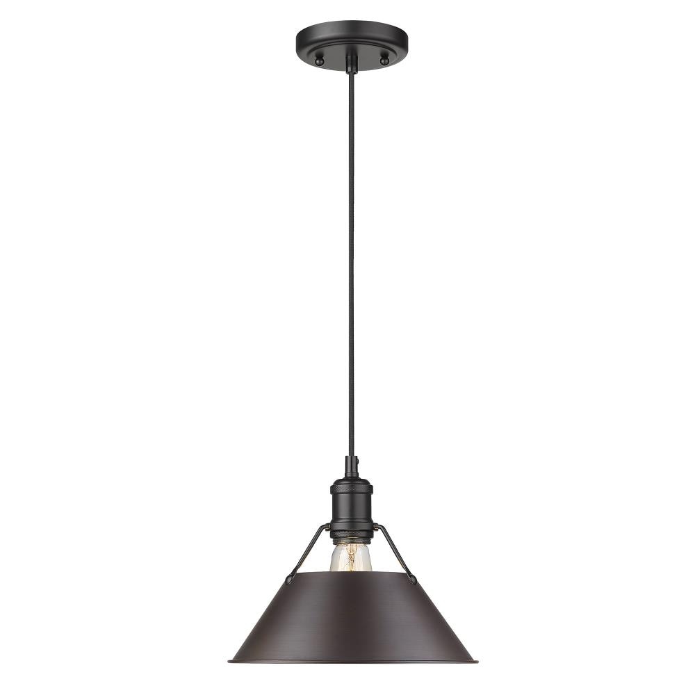 Golden Lighting 3306-M BLK-RBZ Orwell Matte Black Industrial Dome Mini Hanging Pendant light