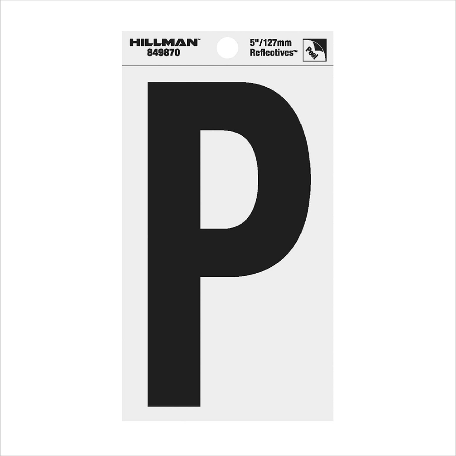 Hillman 849870 5-in Reflective Black Letter P