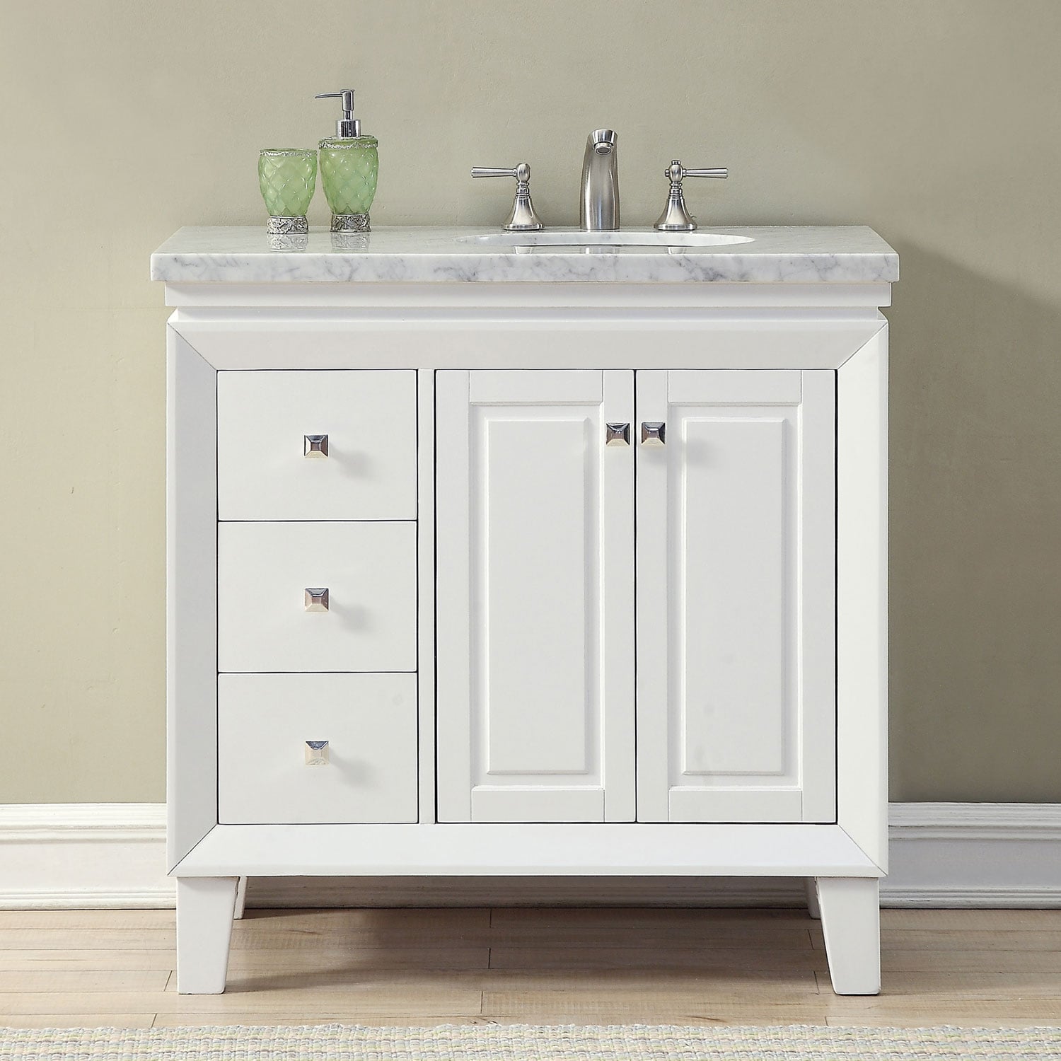 Silkroad Exclusive 36-in White Undermount Single Sink Bathroom Vanity ...