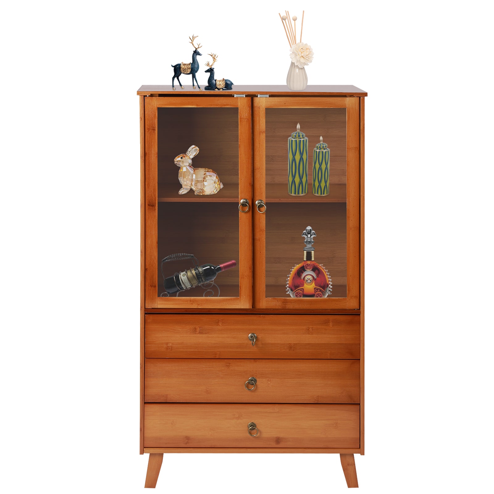 CNCEST JJ9WE4R2WDLYF Brown Bamboo Nightstand