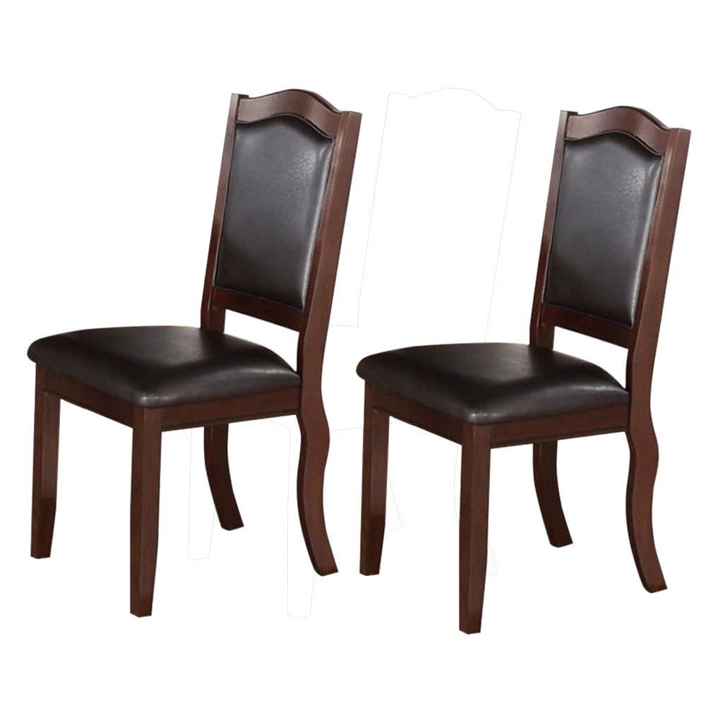 Benzara BM171511 Set of 2 Traditional Faux Leather Upholstered Side Chair (Wood Frame)