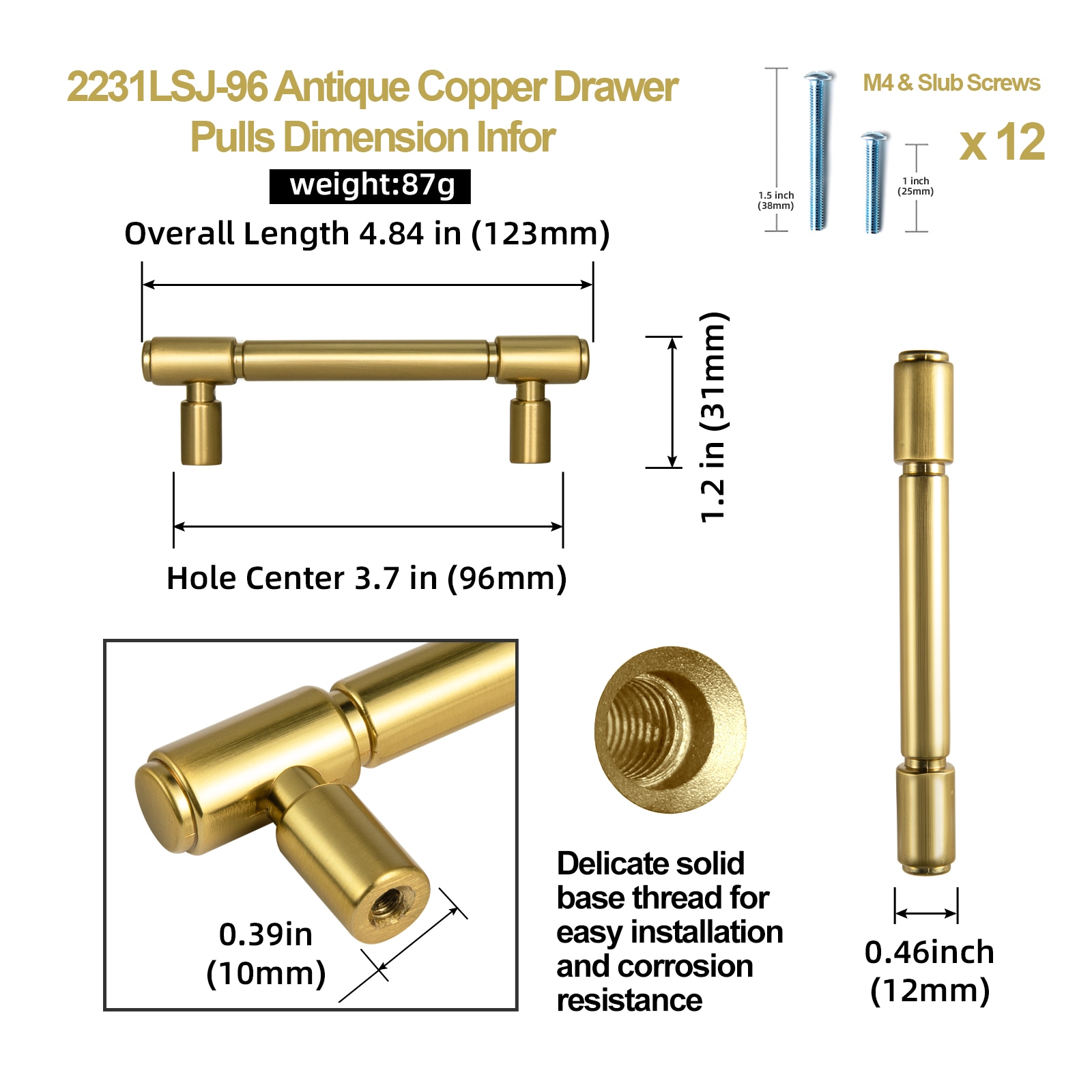 Miaokesen 2231LSJ-96 Cabinet-Pulls - View #2
