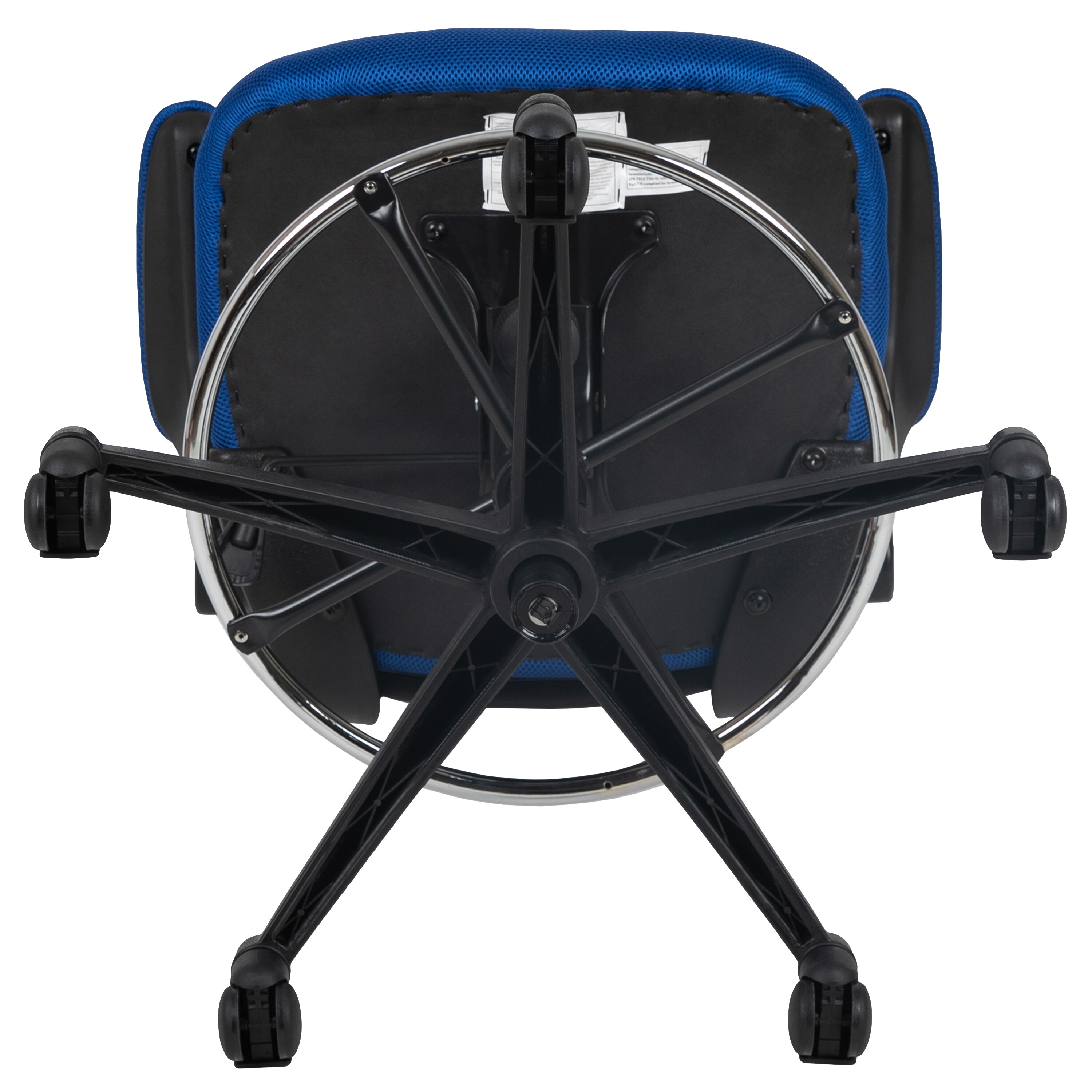 ErgoFlex Blue Mesh and Leather Drafting Chair with Adjustable Arms